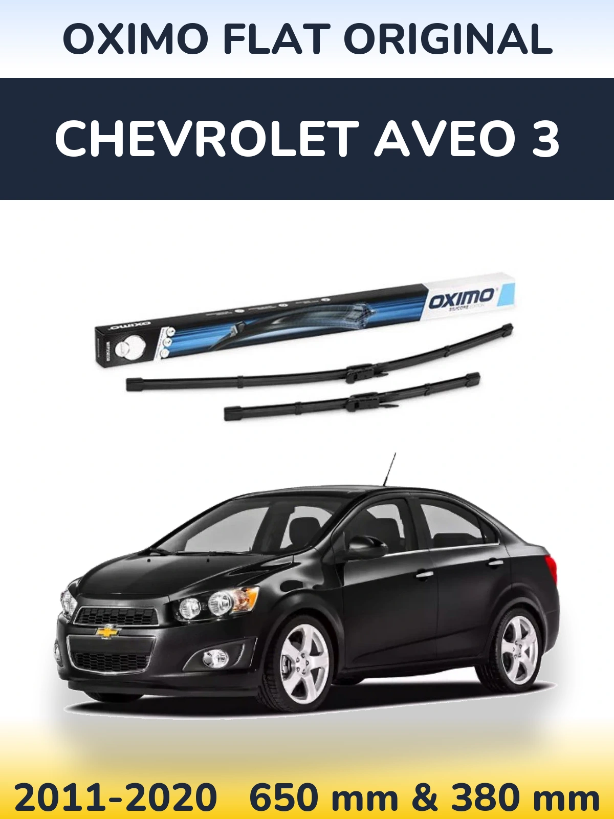 Komplet przednich wycieraczek Oximo Flat Original 650 & 380 mm do Chevrolet Aveo 3 2011-2020