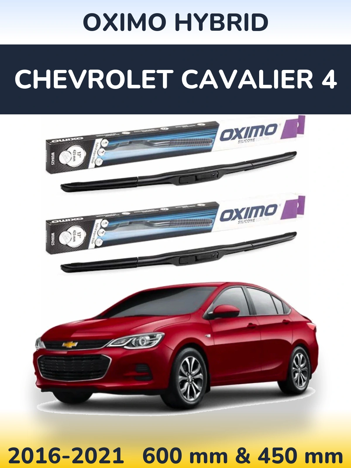 Комплект передних дворников Oximo Hybrid 600 & 450 мм для Chevrolet Cavalier 4 2016-2021
