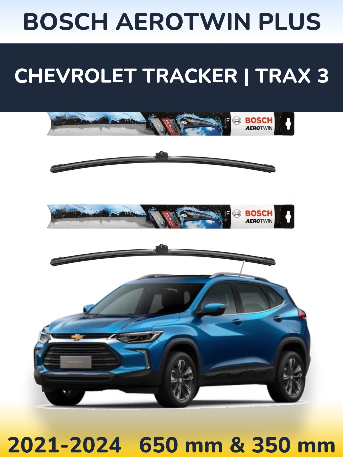 Komplet przednich wycieraczek BOSCH AeroTwin Plus 650 & 350 mm do Chevrolet Tracker | Trax 3 2021-2024