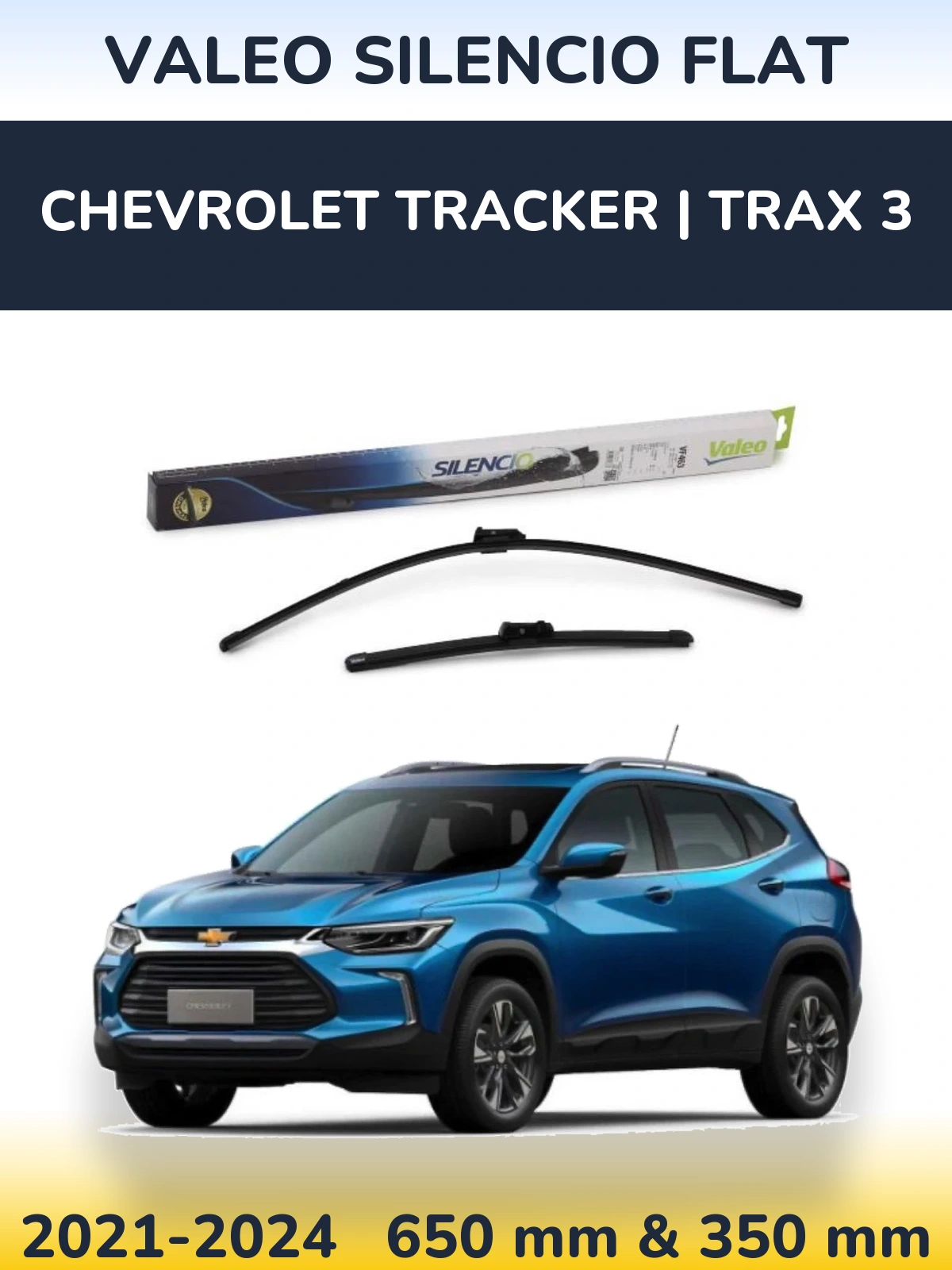 Комплект передних дворников Valeo Silencio Flat 650 & 350 мм для Chevrolet Tracker | Trax 3 2021-2024