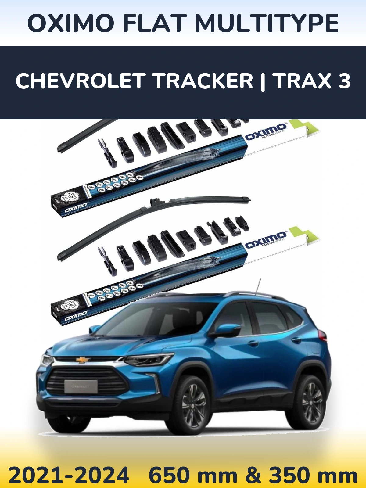 Komplet przednich wycieraczek Oximo Flat MultiType 650 & 350 mm do Chevrolet Tracker | Trax 3 2021-2024