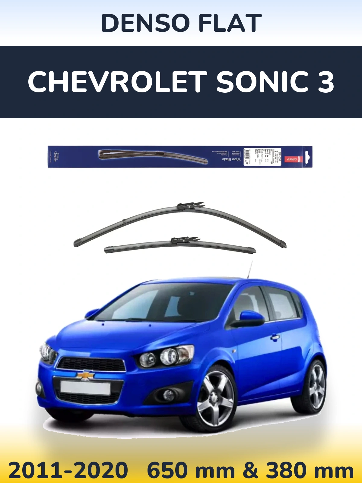 Комплект передних дворников Denso Flat 650 & 380 мм для Chevrolet Sonic 3 2011-2020