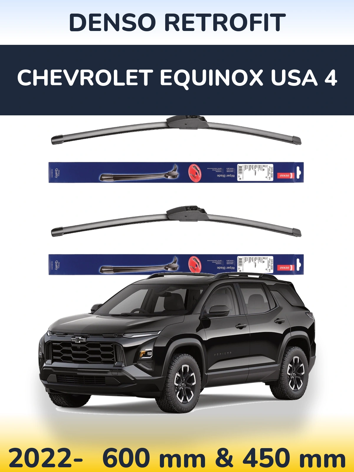 Komplet przednich wycieraczek Denso Retrofit 600 & 450 mm do Chevrolet Equinox USA 4 2022-2026