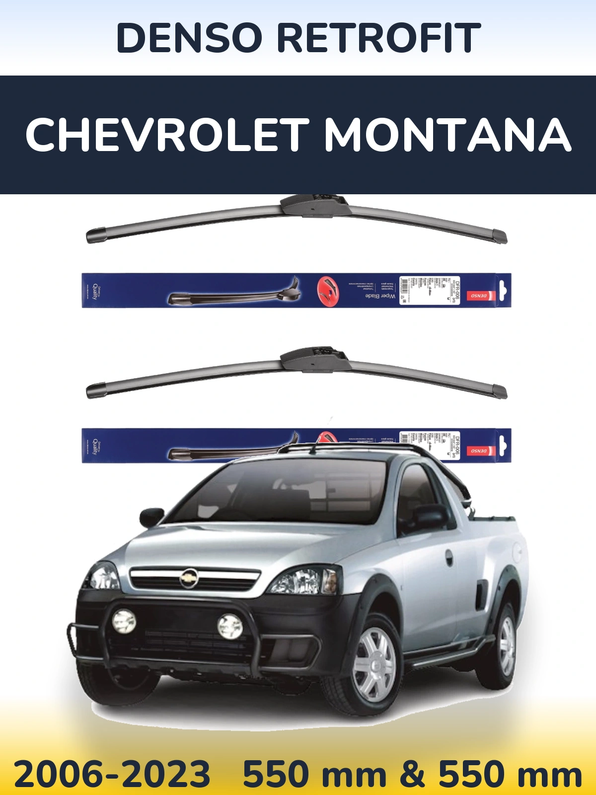 Комплект передних дворников Denso Retrofit 550 & 550 мм для Chevrolet Montana 2006-2023