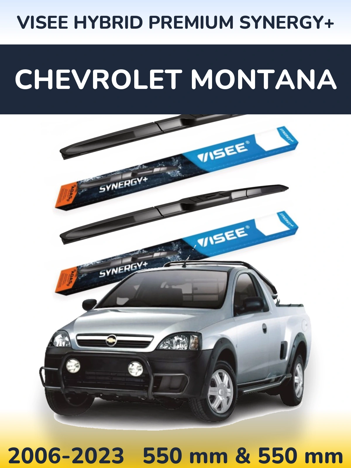 Komplet przednich wycieraczek VISEE HYBRID PREMIUM SYNERGY+ 550 & 550 mm do Chevrolet Montana 2006-2023