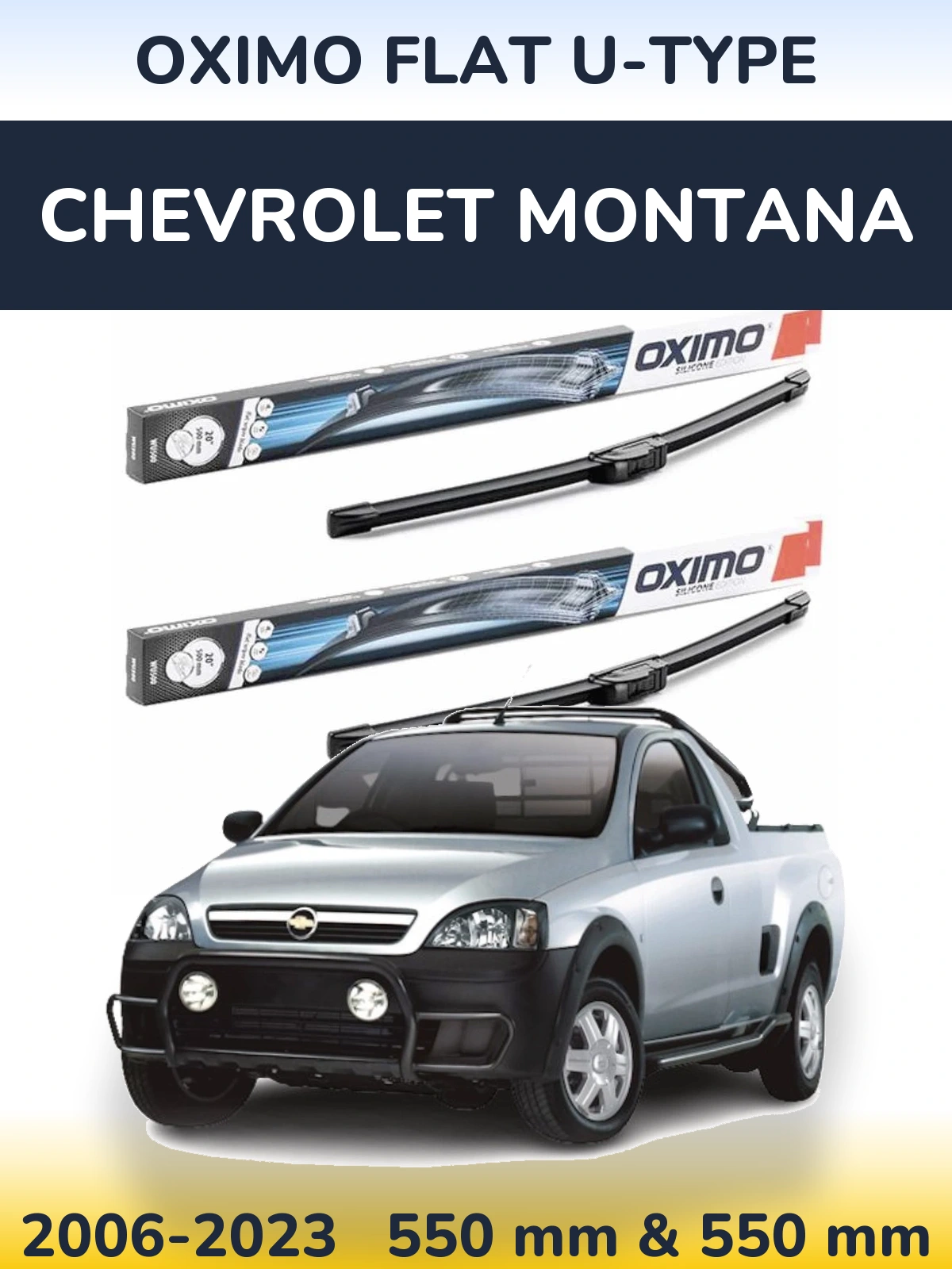 Комплект передних дворников Oximo Flat U-type 550 & 550 мм для Chevrolet Montana 2006-2023
