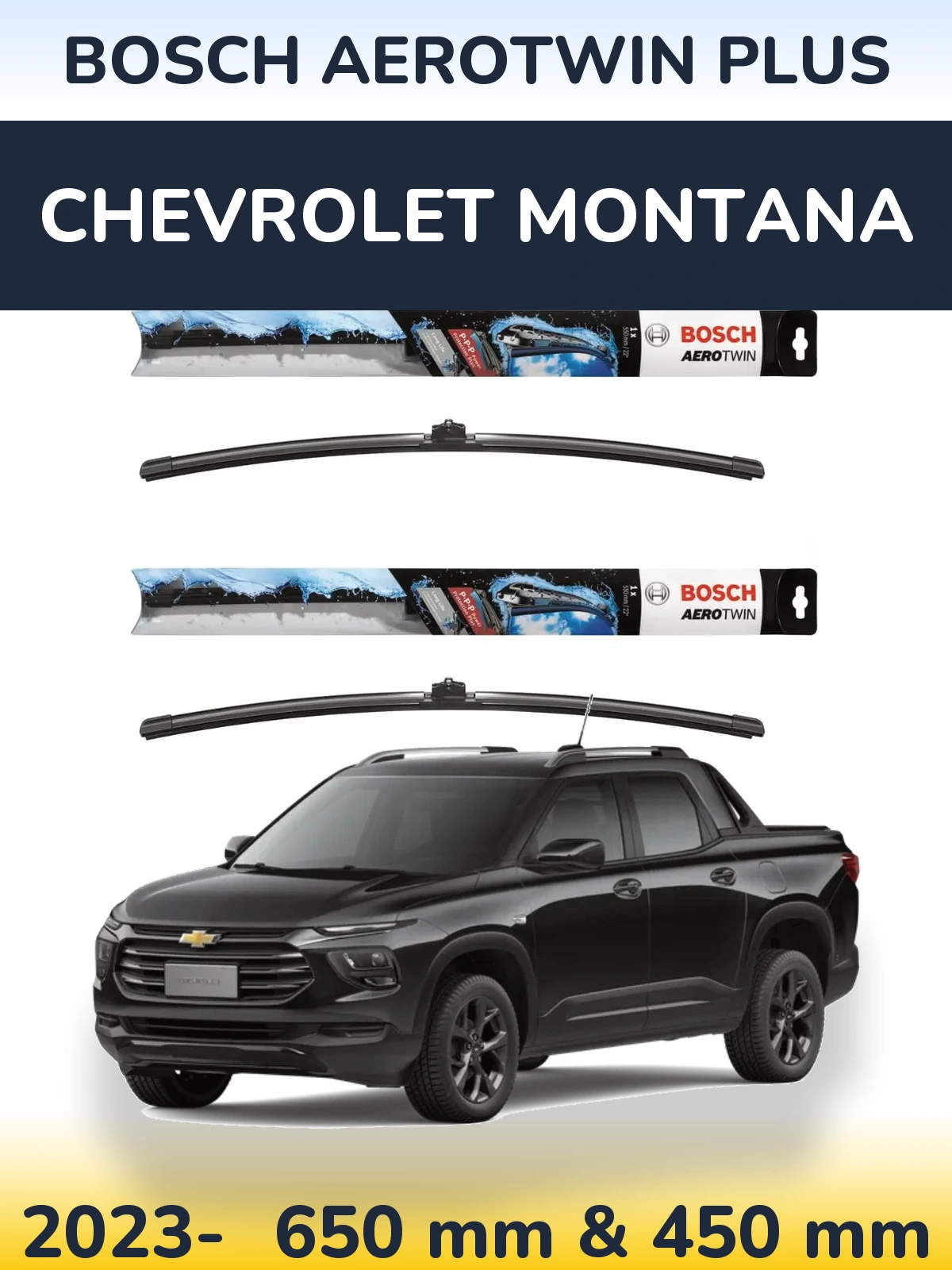 Комплект передних дворников BOSCH AeroTwin Plus 650 & 450 мм для Chevrolet Montana 2023-2026