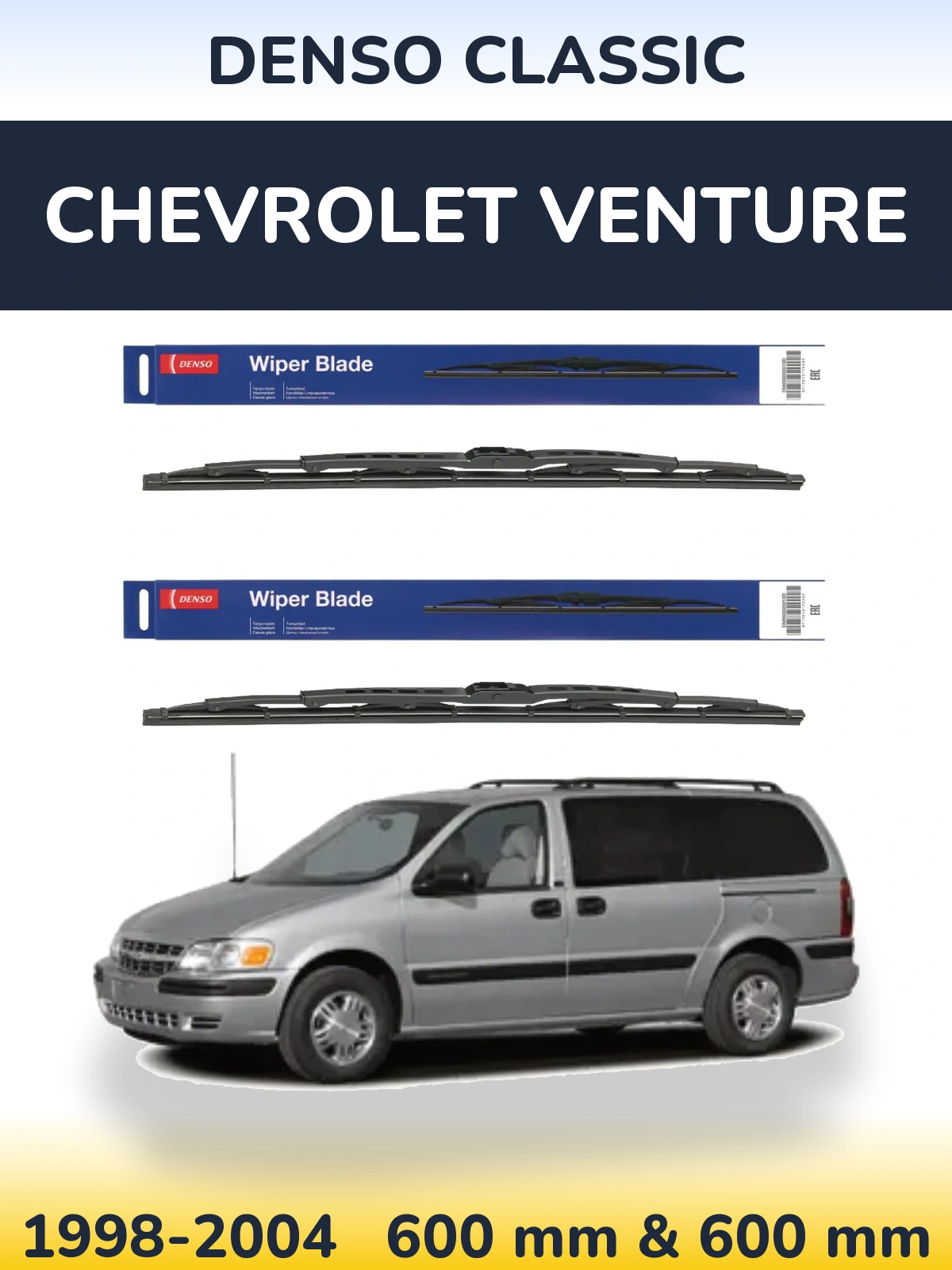 Комплект передних дворников Denso Classic 600 & 600 мм для Chevrolet Venture 1998-2004