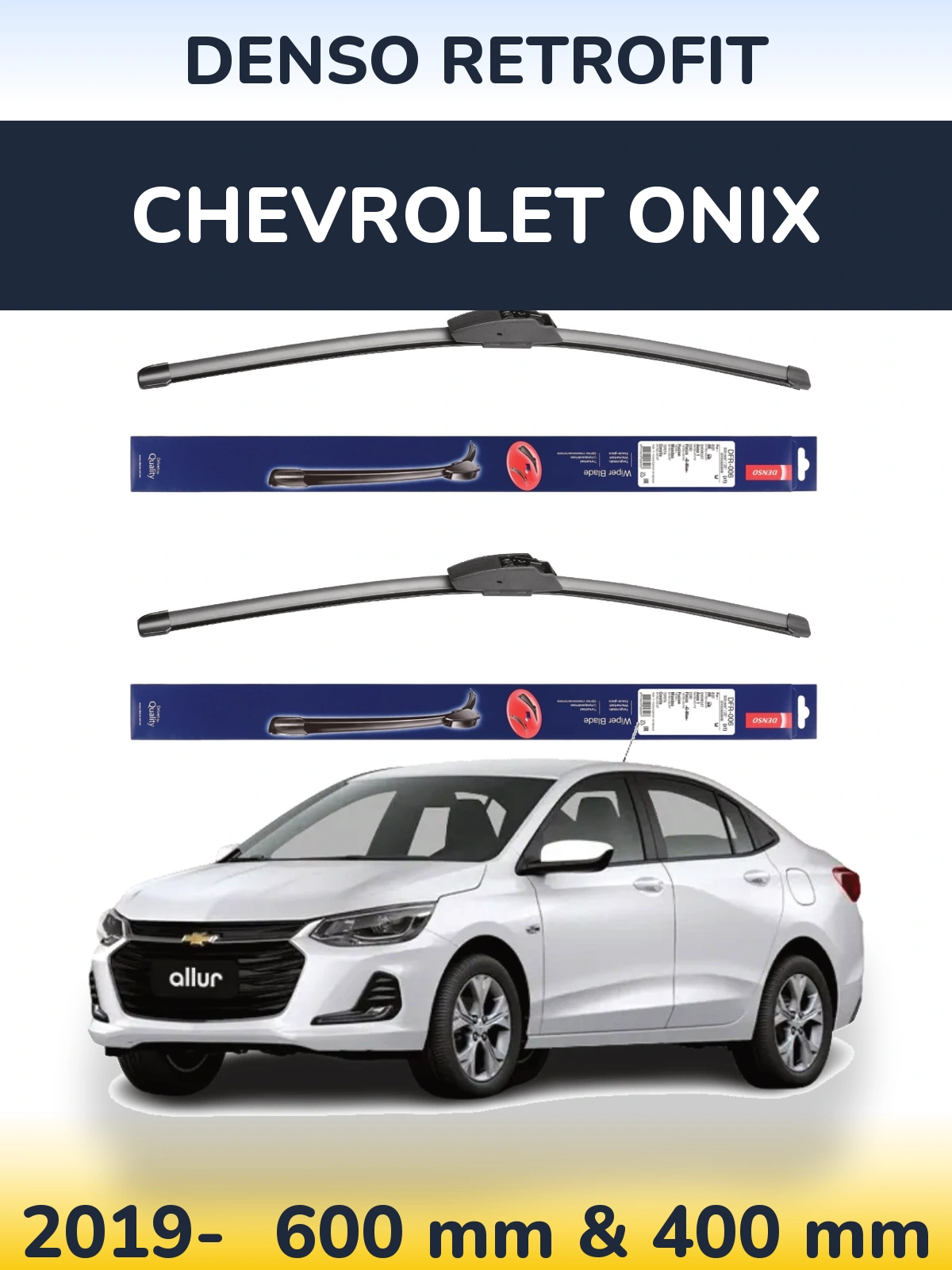 Комплект передніх щіток Denso Retrofit 600 & 400 мм для Chevrolet Onix 2019-2026