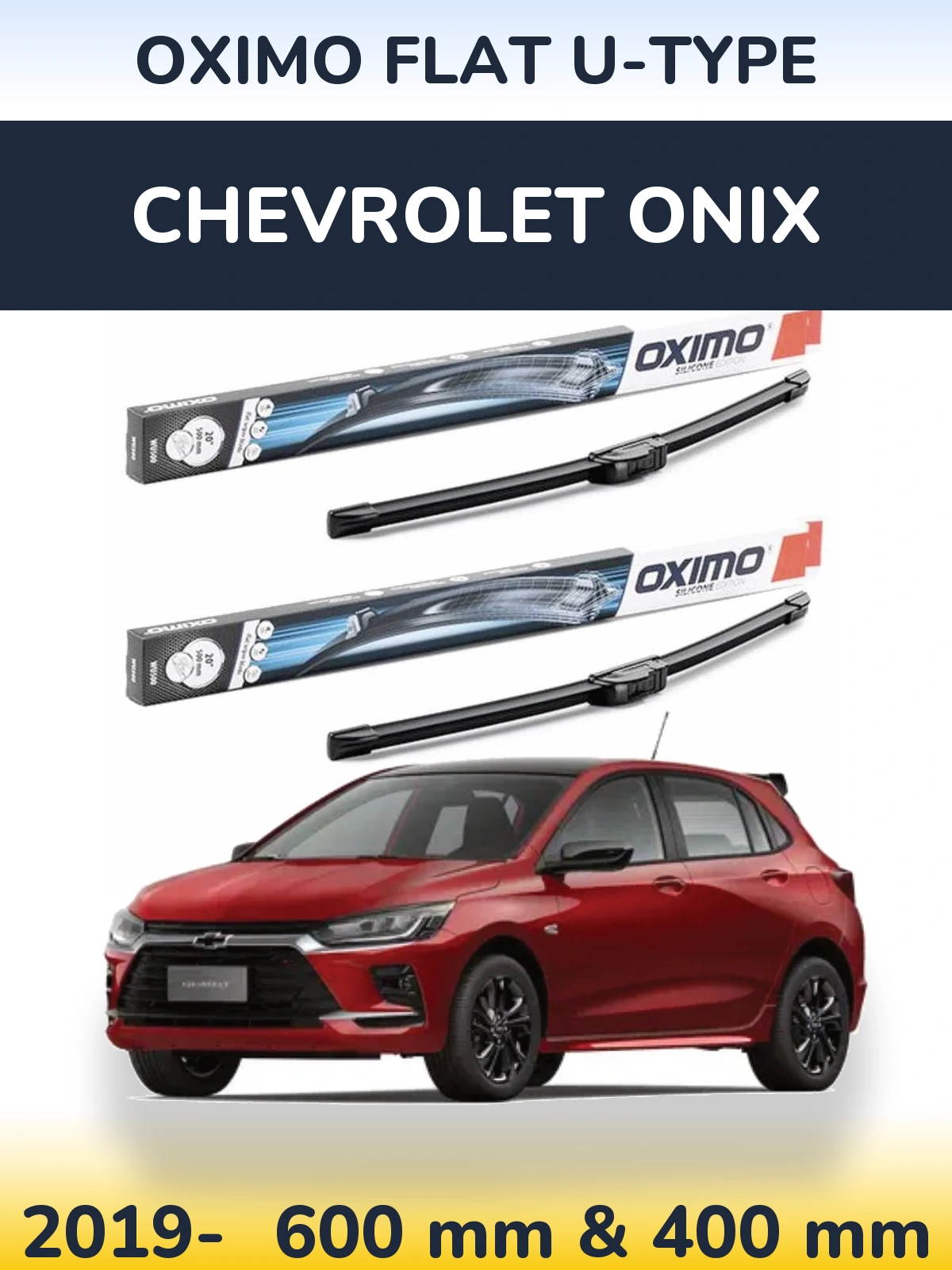 Komplet przednich wycieraczek Oximo Flat U-type 600 & 400 mm do Chevrolet Onix 2019-2026