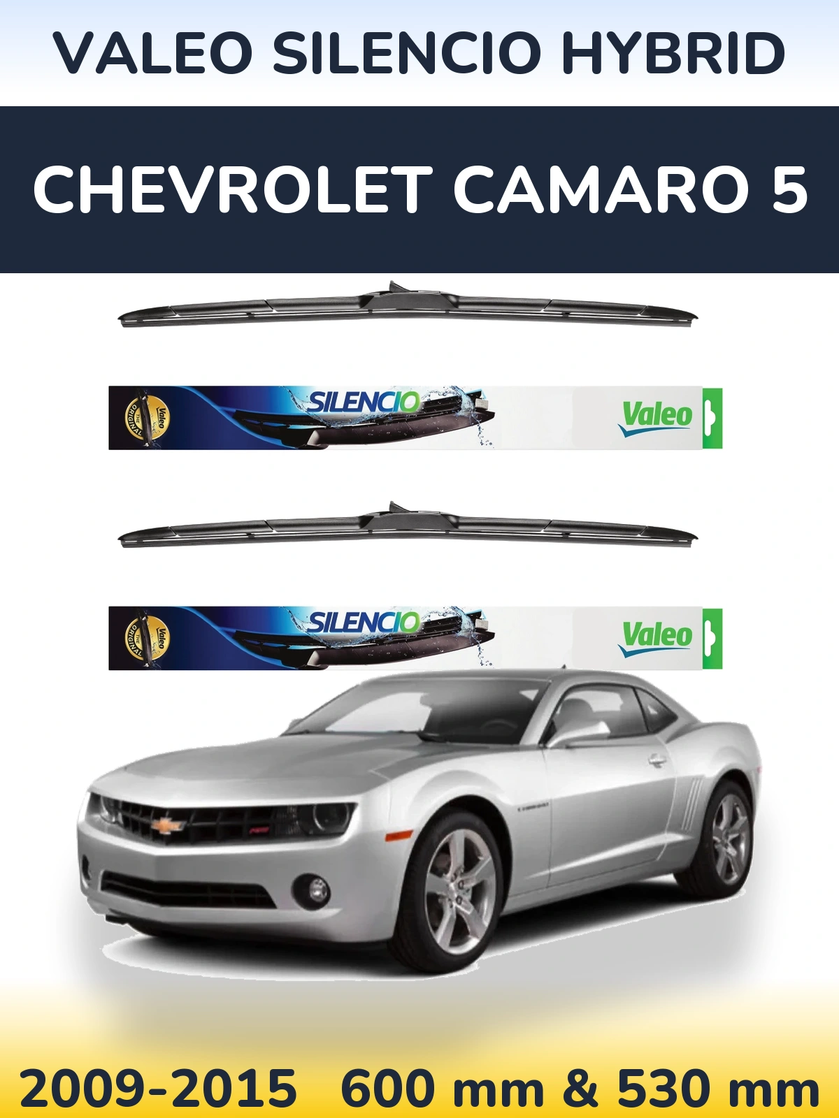 Комплект передних дворников Valeo Silencio Hybrid 600 & 530 мм для Chevrolet Camaro 5 2009-2015