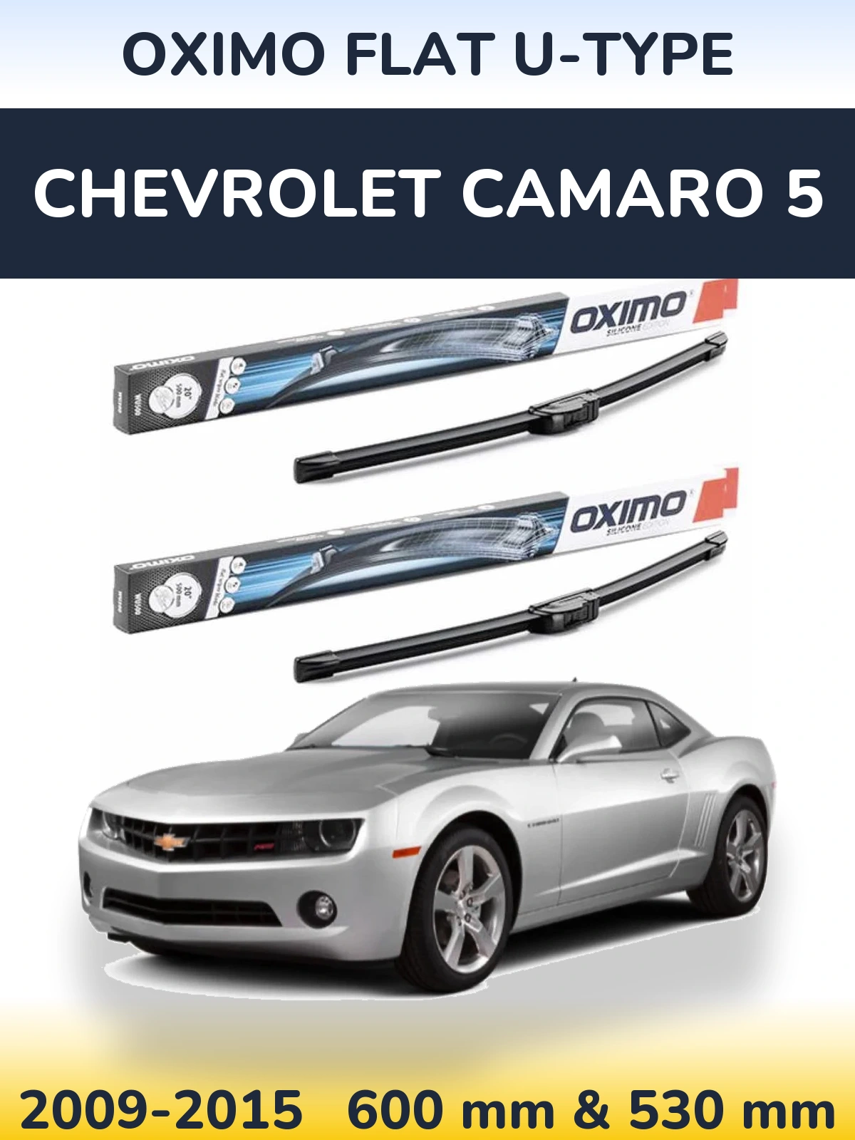 Komplet przednich wycieraczek Oximo Flat U-type 600 & 530 mm do Chevrolet Camaro 5 2009-2015