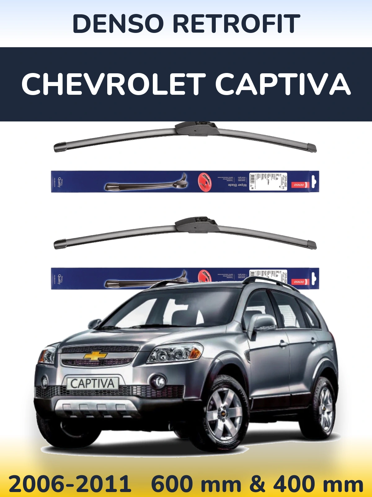Комплект передних дворников Denso Retrofit 600 & 400 мм для Chevrolet Captiva 2006-2011