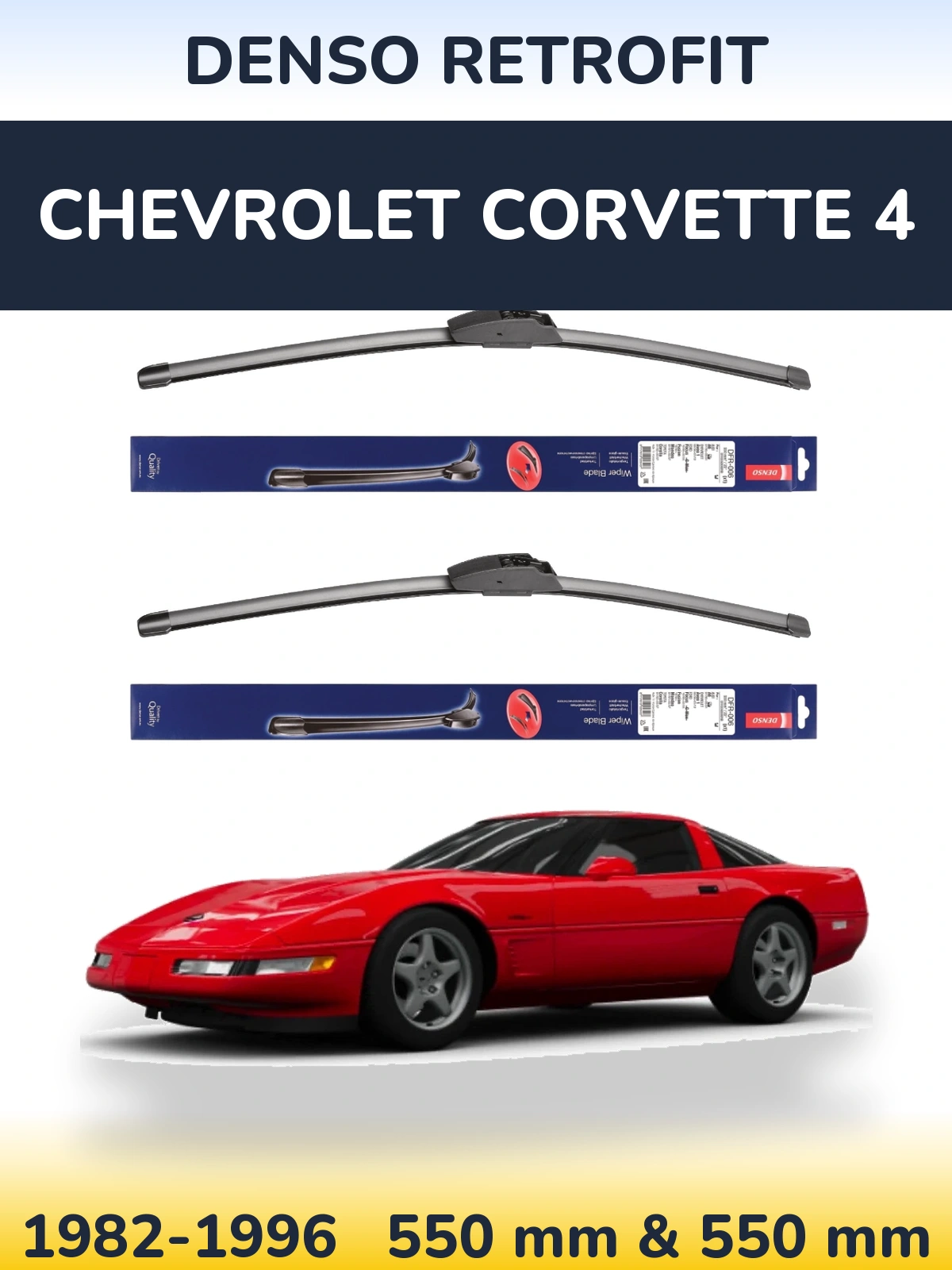 Комплект передніх щіток Denso Retrofit 550 & 550 мм для Chevrolet Corvette 4 1982-1996