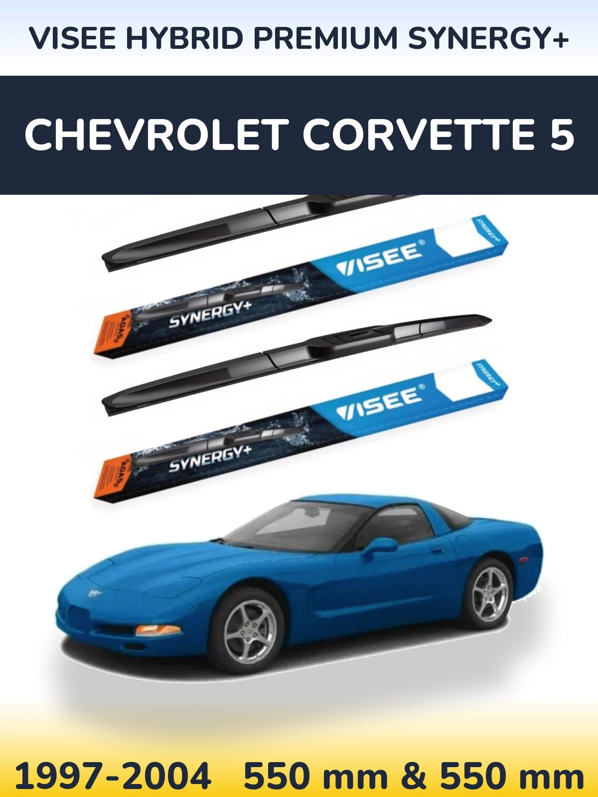 Комплект передних дворников VISEE HYBRID PREMIUM SYNERGY+ 550 & 550 мм для Chevrolet Corvette 5 1997-2004