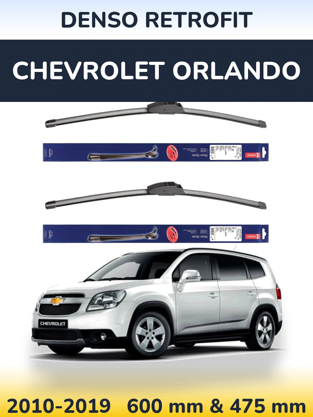 Komplet przednich wycieraczek Denso Retrofit 600 & 475 mm do Chevrolet Orlando 2010-2019
