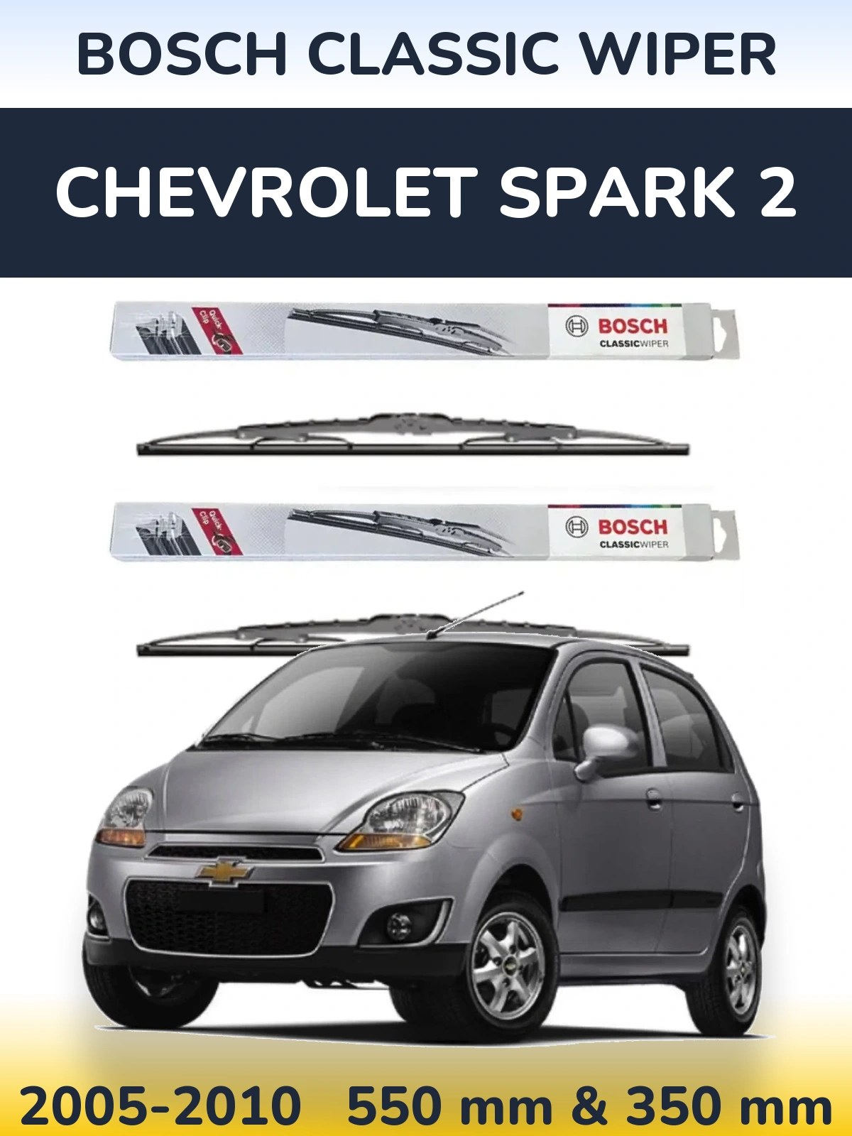 Komplet przednich wycieraczek BOSCH Classic Wiper 550 & 340 mm do Chevrolet Spark 2 2005-2010