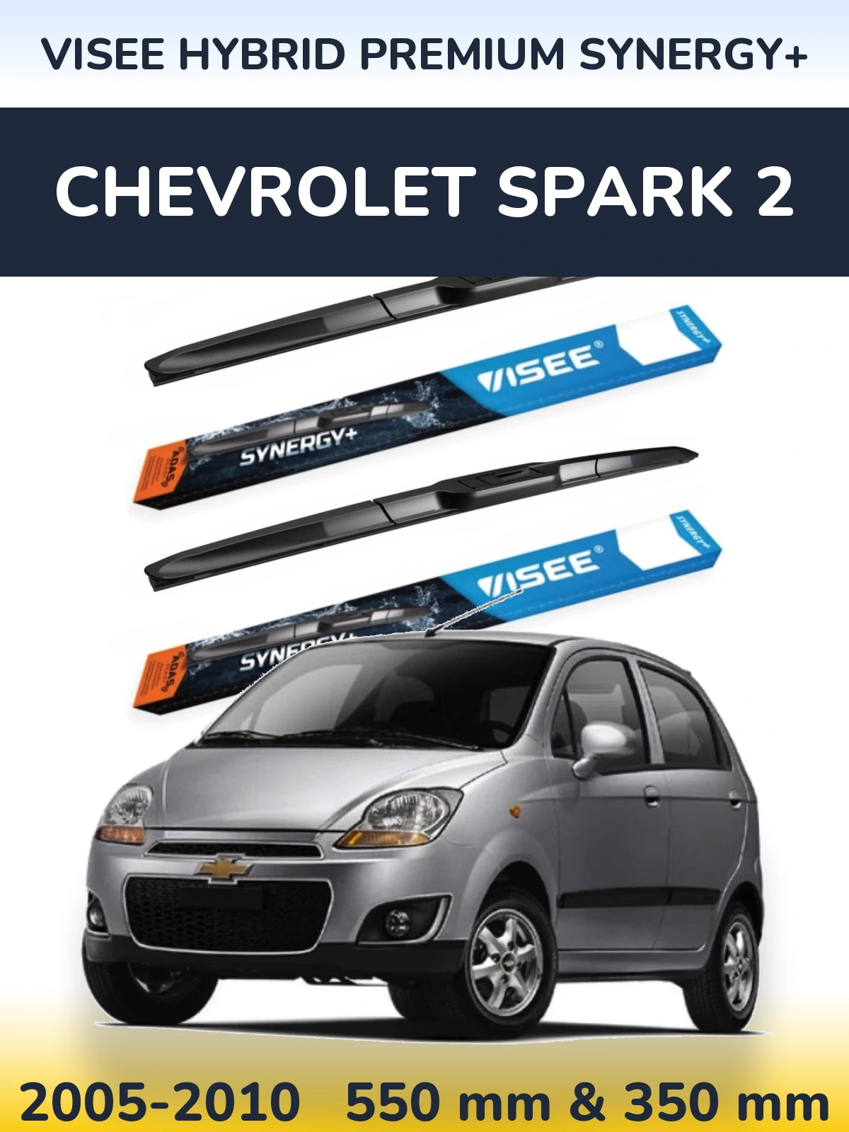 Komplet przednich wycieraczek VISEE HYBRID PREMIUM SYNERGY+ 550 & 350 mm do Chevrolet Spark 2 2005-2010