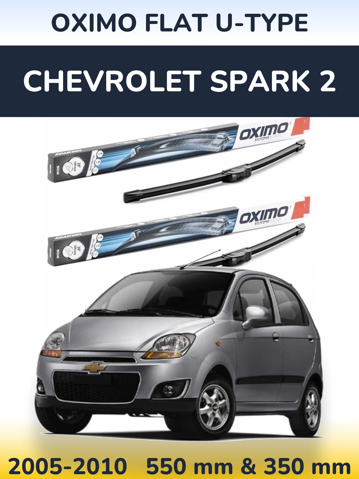 Komplet przednich wycieraczek Oximo Flat U-type 550 & 350 mm do Chevrolet Spark 2 2005-2010
