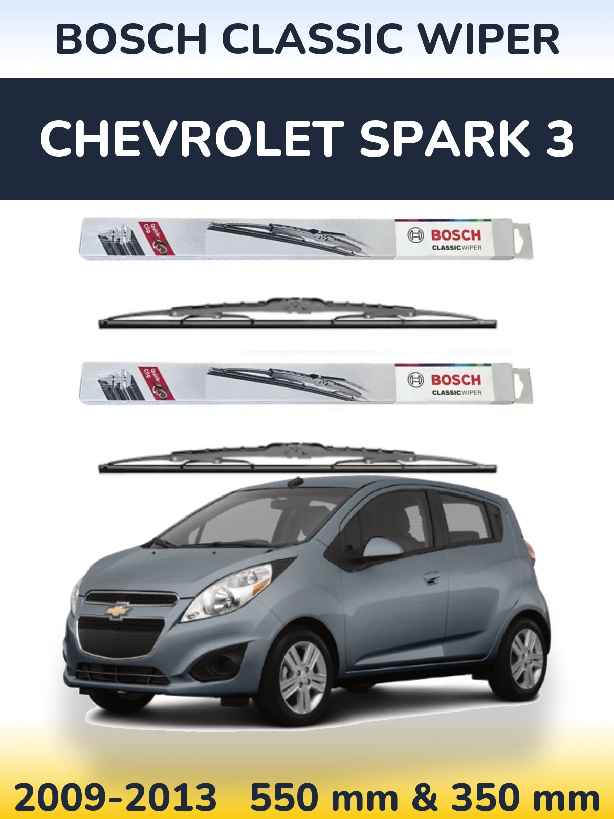 Комплект передних дворников BOSCH Classic Wiper 550 & 340 мм для Chevrolet Spark 3 2009-2013