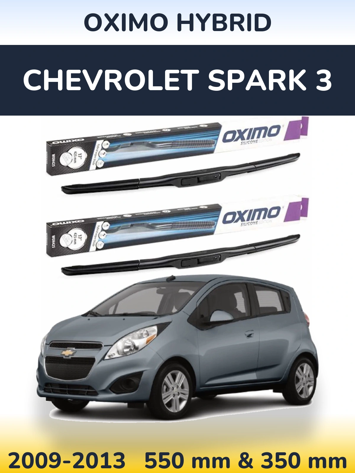 Комплект передних дворников Oximo Hybrid 550 & 350 мм для Chevrolet Spark 3 2009-2013