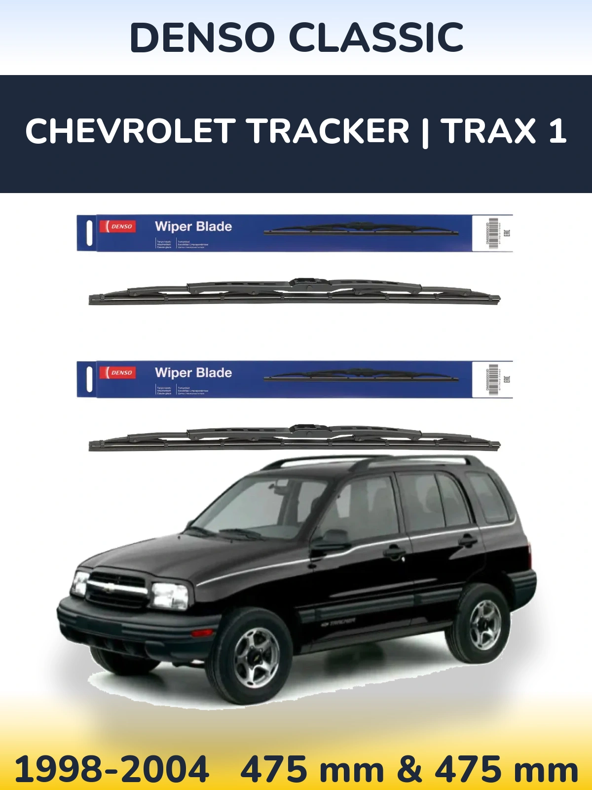 Front wiper blade set Denso Classic 475 & 475 mm for Chevrolet Tracker | Trax 1 1998-2004