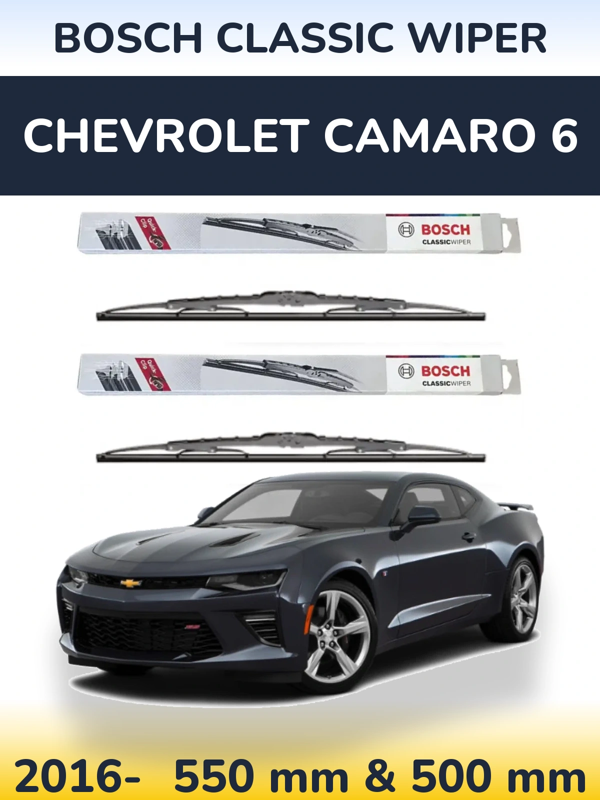 Komplet przednich wycieraczek BOSCH Classic Wiper 550 & 500 mm do Chevrolet Camaro 6 2016-2026