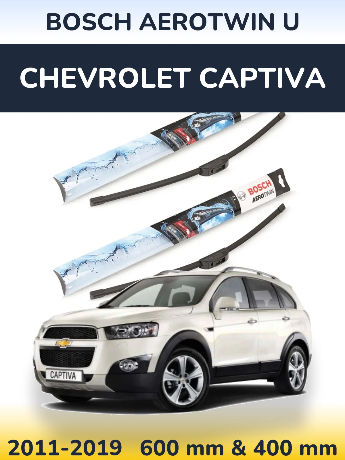Komplet przednich wycieraczek BOSCH AeroTwin U 600 & 400 mm do Chevrolet Captiva 2011-2019