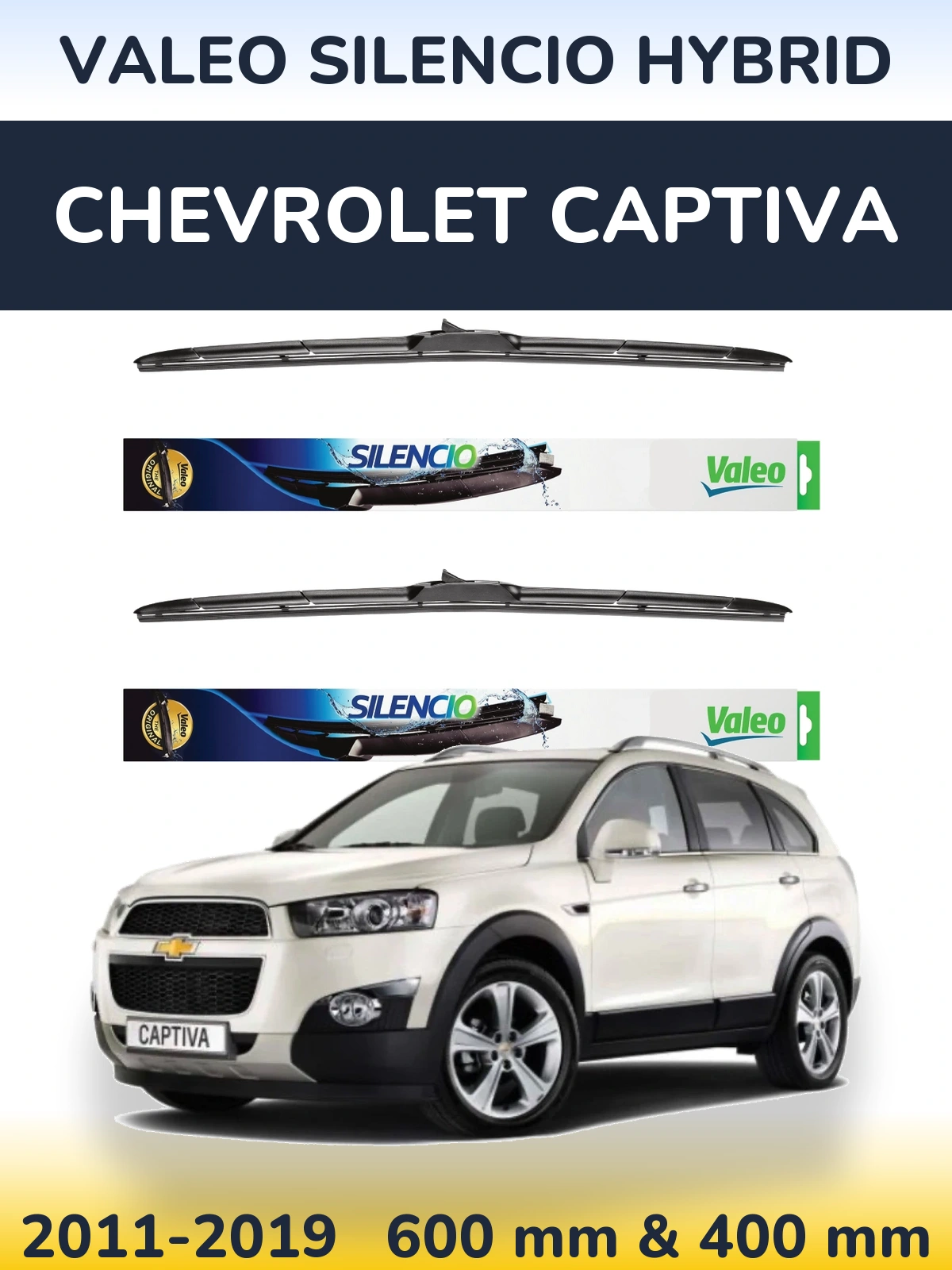 Komplet przednich wycieraczek Valeo Silencio Hybrid 600 & 400 mm do Chevrolet Captiva 2011-2019