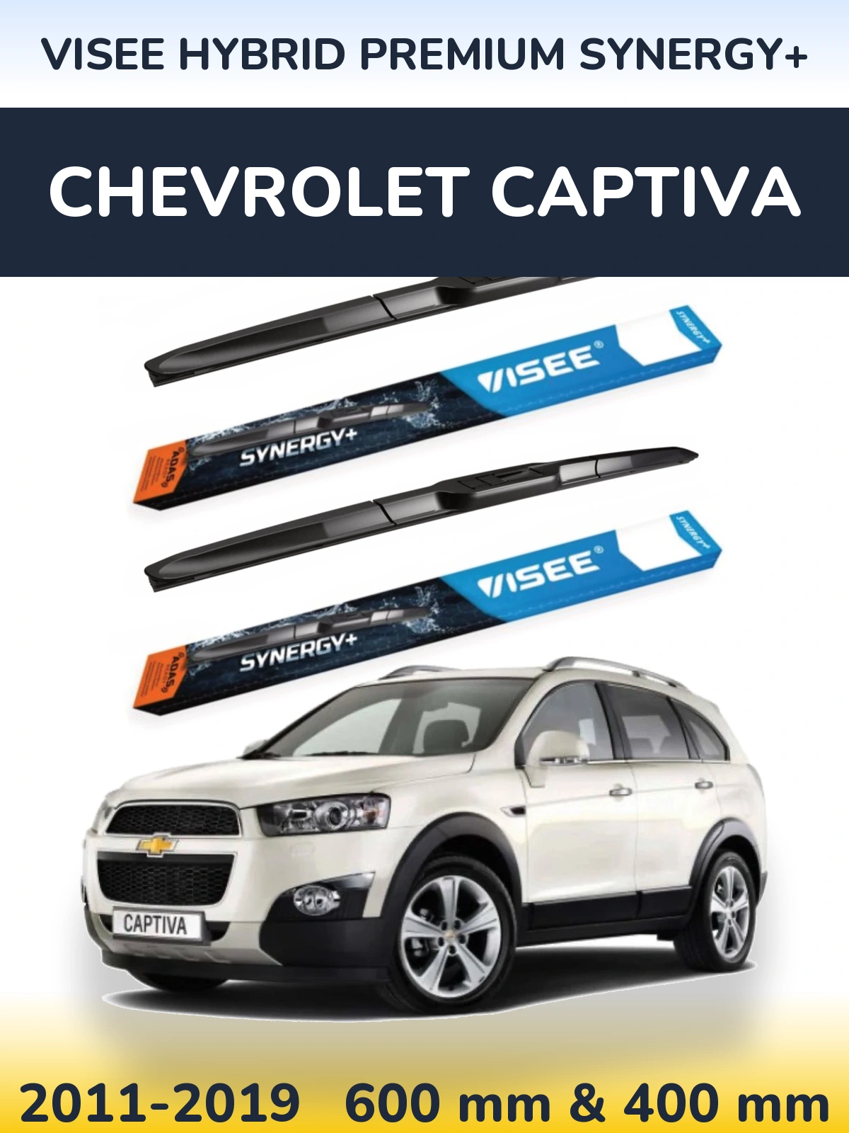 Komplet przednich wycieraczek VISEE HYBRID PREMIUM SYNERGY+ 600 & 400 mm do Chevrolet Captiva 2011-2019