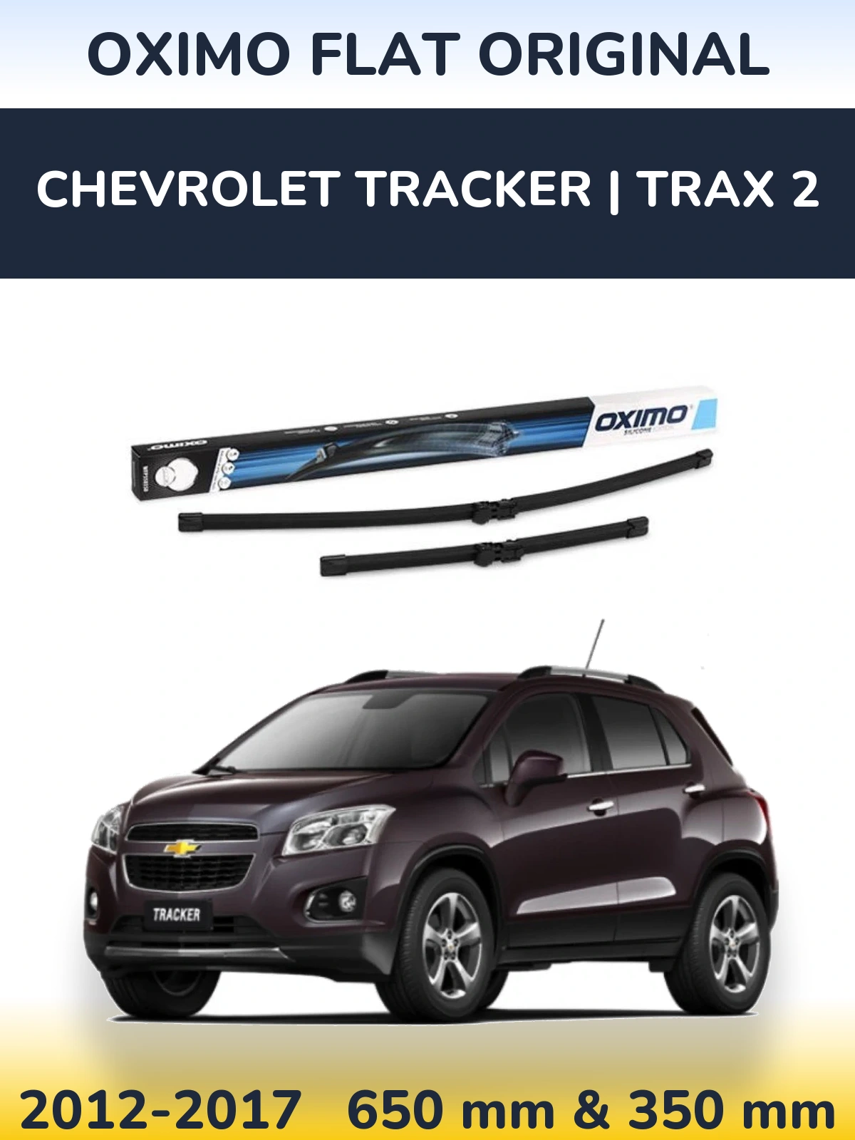 Комплект передних дворников Oximo Flat Original 650 & 350 мм для Chevrolet Tracker | Trax 2 2012-2017