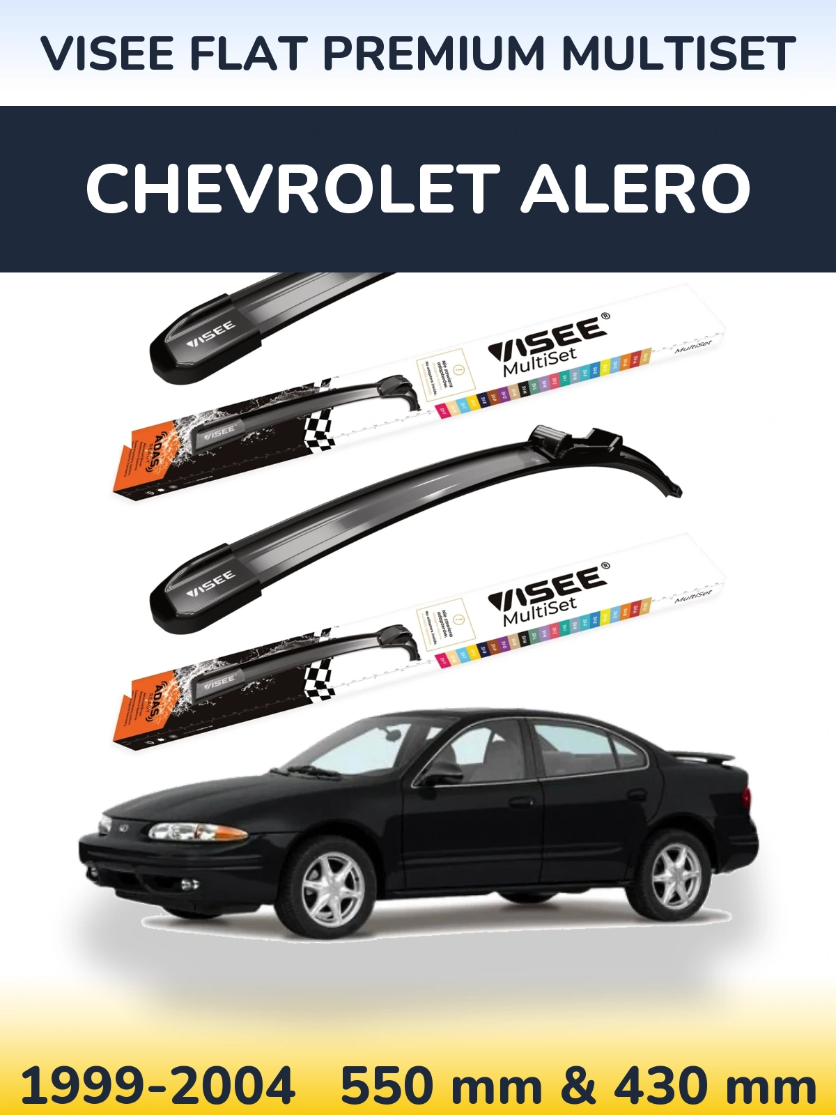 Komplet przednich wycieraczek VISEE FLAT PREMIUM MultiSet 550 & 430 mm do Chevrolet Alero 1999-2004