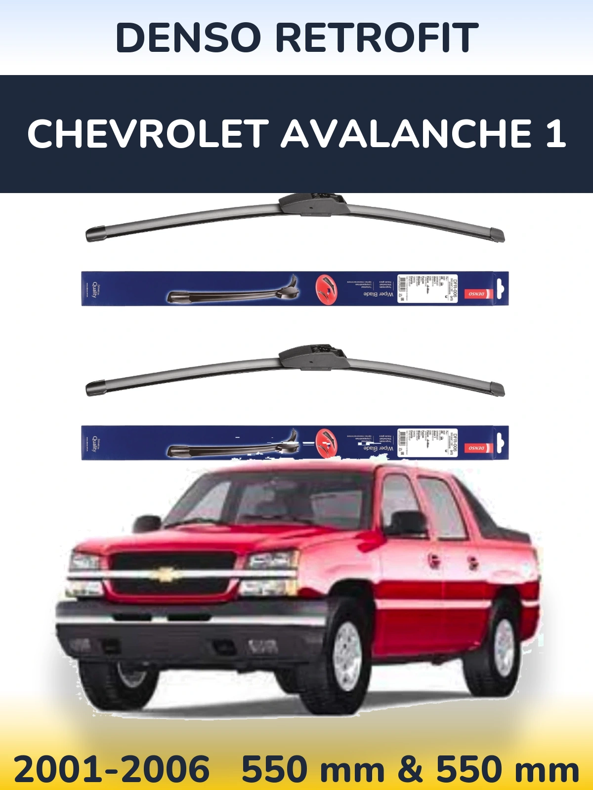 Комплект передних дворников Denso Retrofit 550 & 550 мм для Chevrolet Avalanche 1 2001-2006