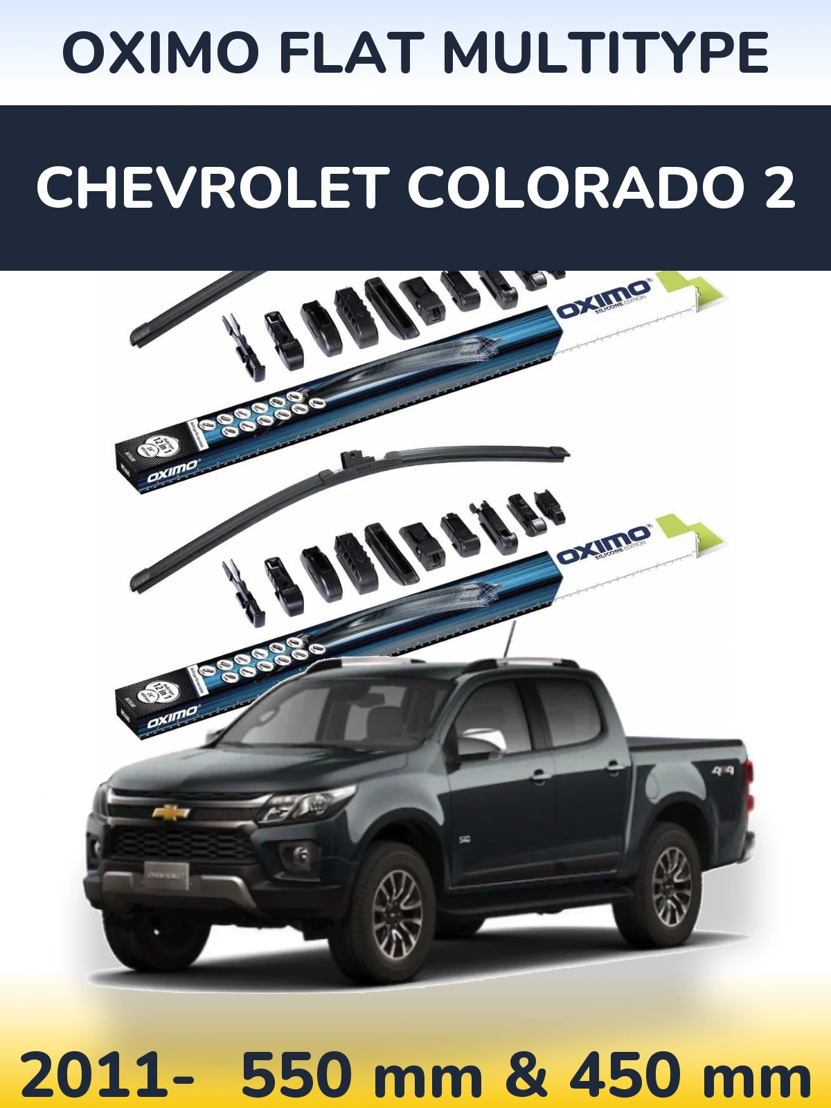 Komplet przednich wycieraczek Oximo Flat MultiType 550 & 450 mm do Chevrolet Colorado 2 2011-2026