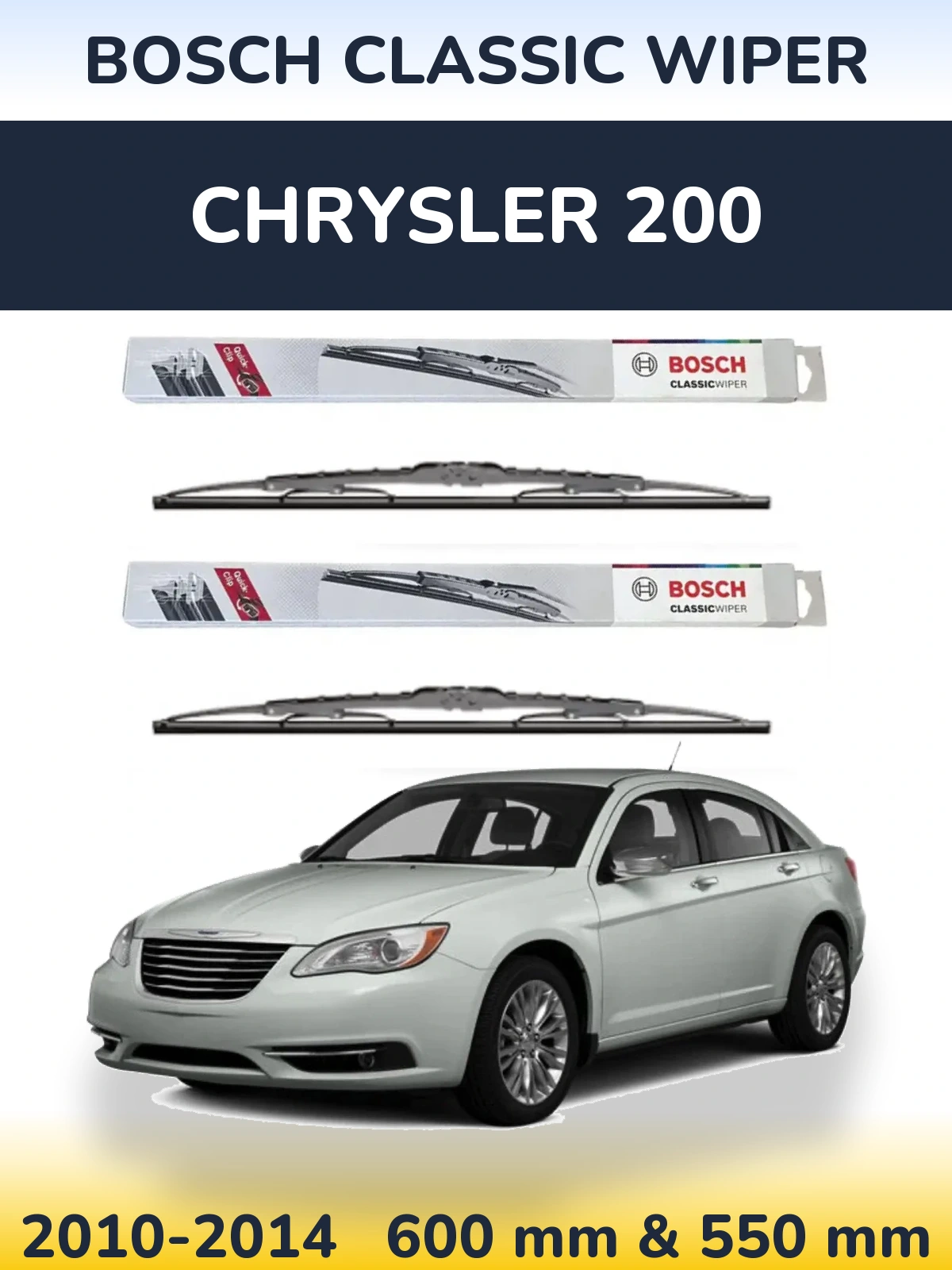 Комплект передних дворников BOSCH Classic Wiper 600 & 550 мм для Chrysler 200 2010-2014