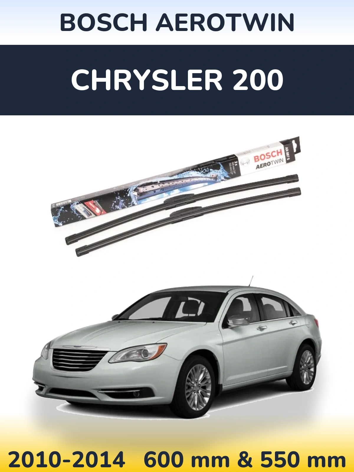 Комплект передних дворников BOSCH AeroTwin 600 & 550 мм для Chrysler 200 2010-2014