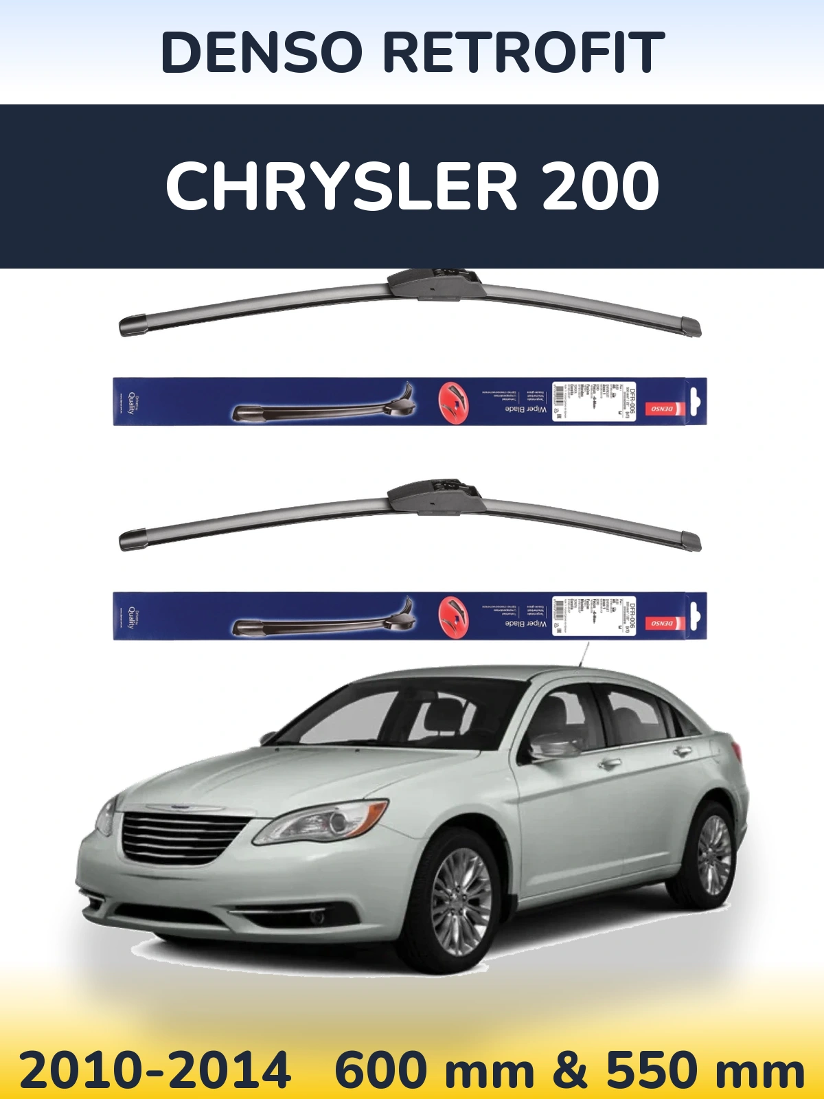 Комплект передніх щіток Denso Retrofit 600 & 550 мм для Chrysler 200 2010-2014