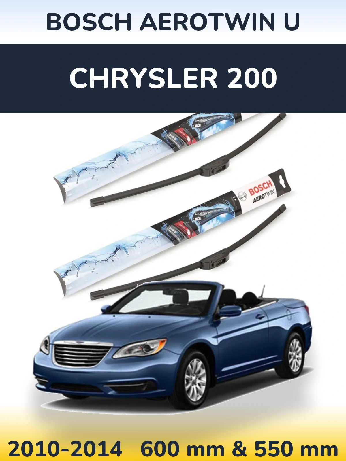 Komplet przednich wycieraczek BOSCH AeroTwin U 600 & 550 mm do Chrysler 200 2010-2014