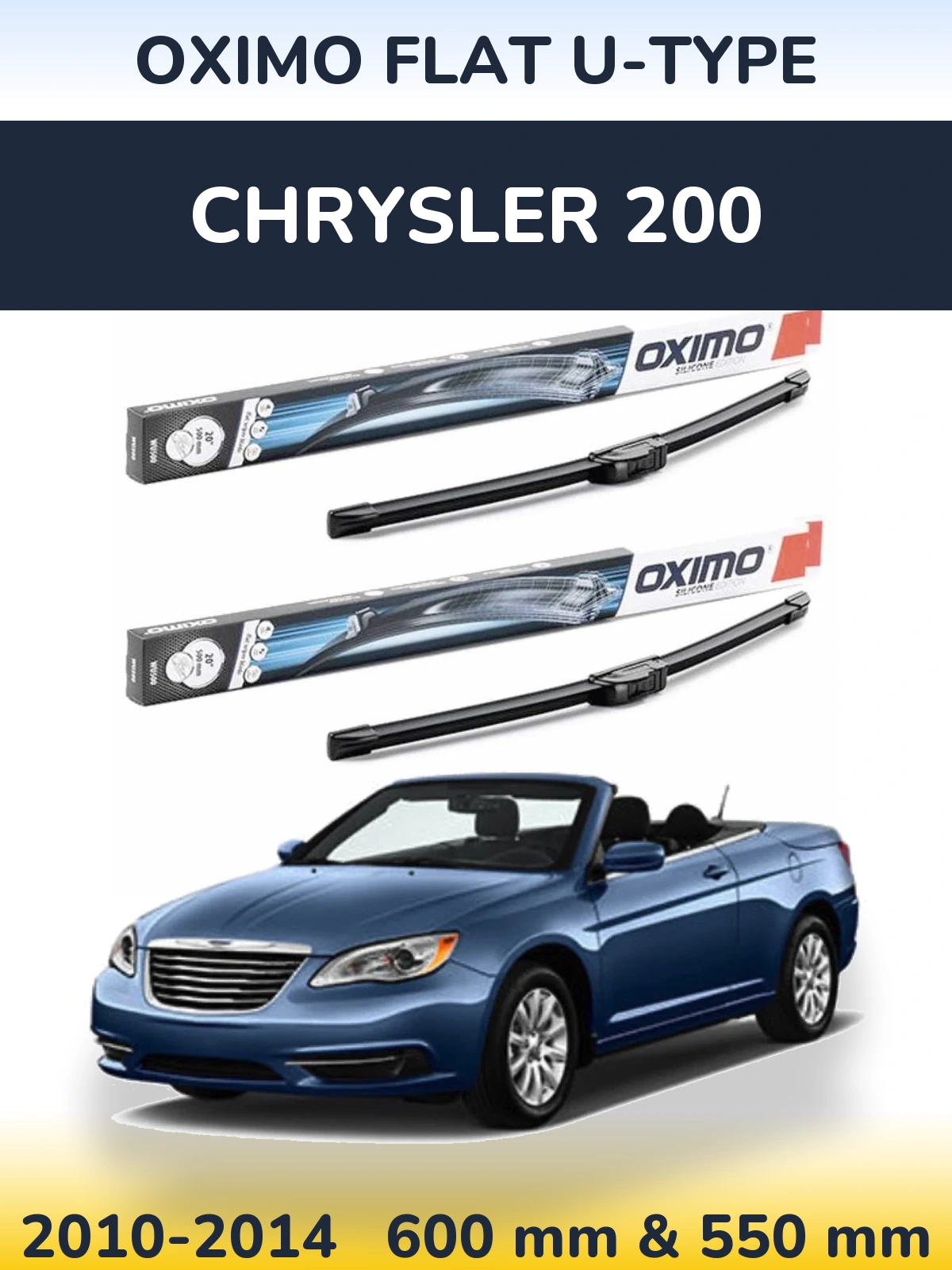 Komplet przednich wycieraczek Oximo Flat U-type 600 & 550 mm do Chrysler 200 2010-2014