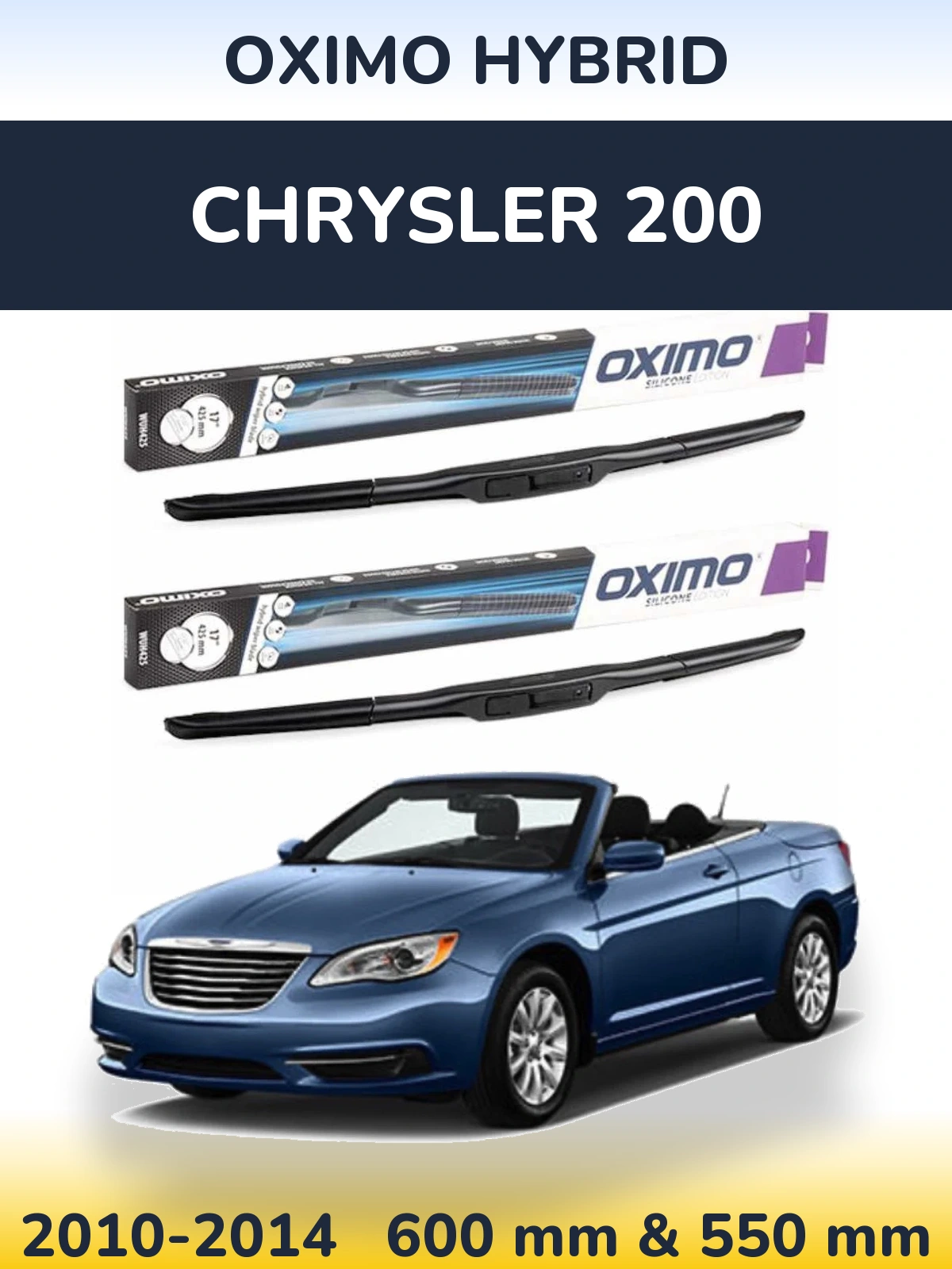Комплект передних дворников Oximo Hybrid 600 & 550 мм для Chrysler 200 2010-2014