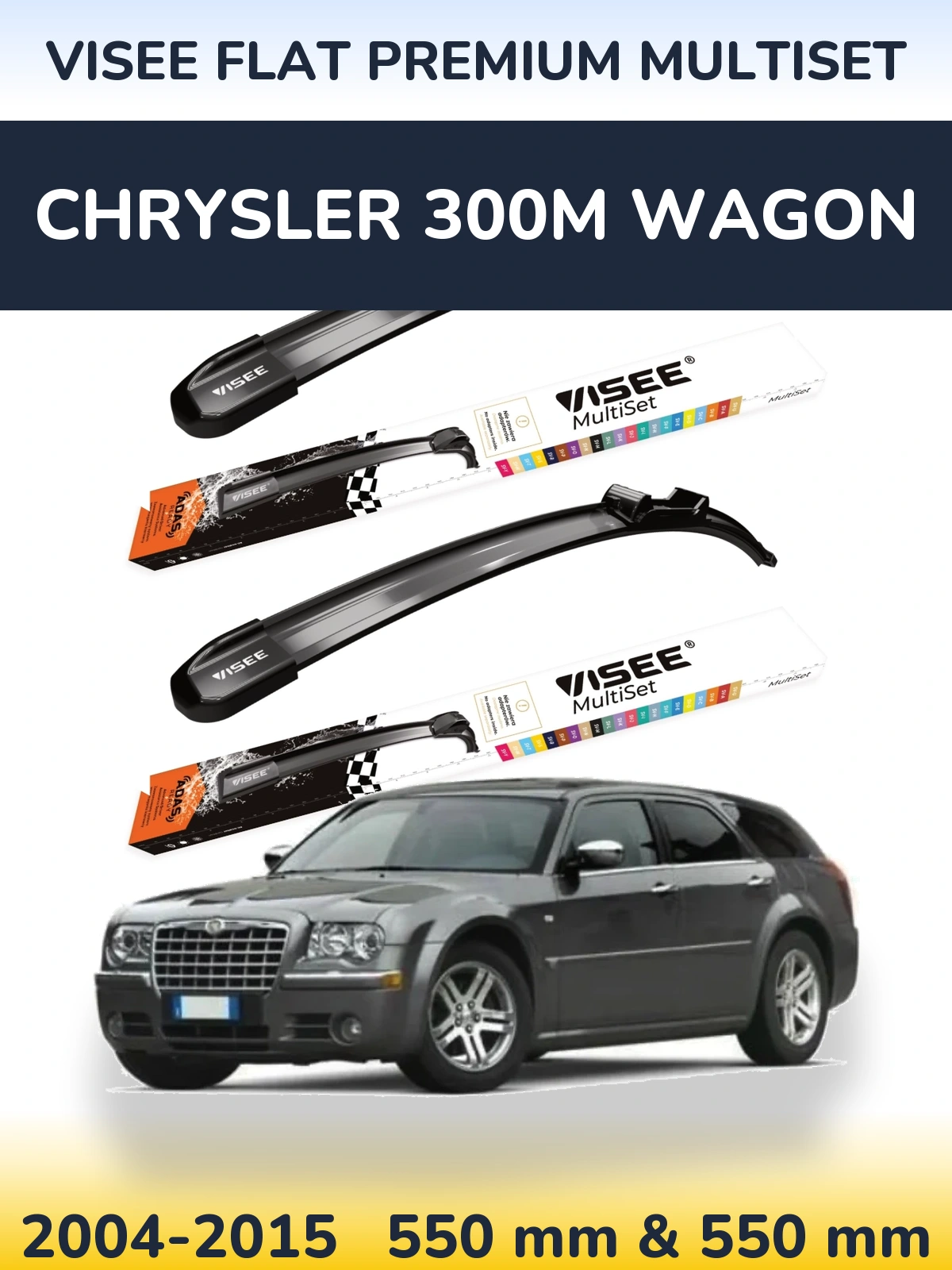 Komplet przednich wycieraczek VISEE FLAT PREMIUM MultiSet 550 & 550 mm do Chrysler 300M Wagon 2004-2015