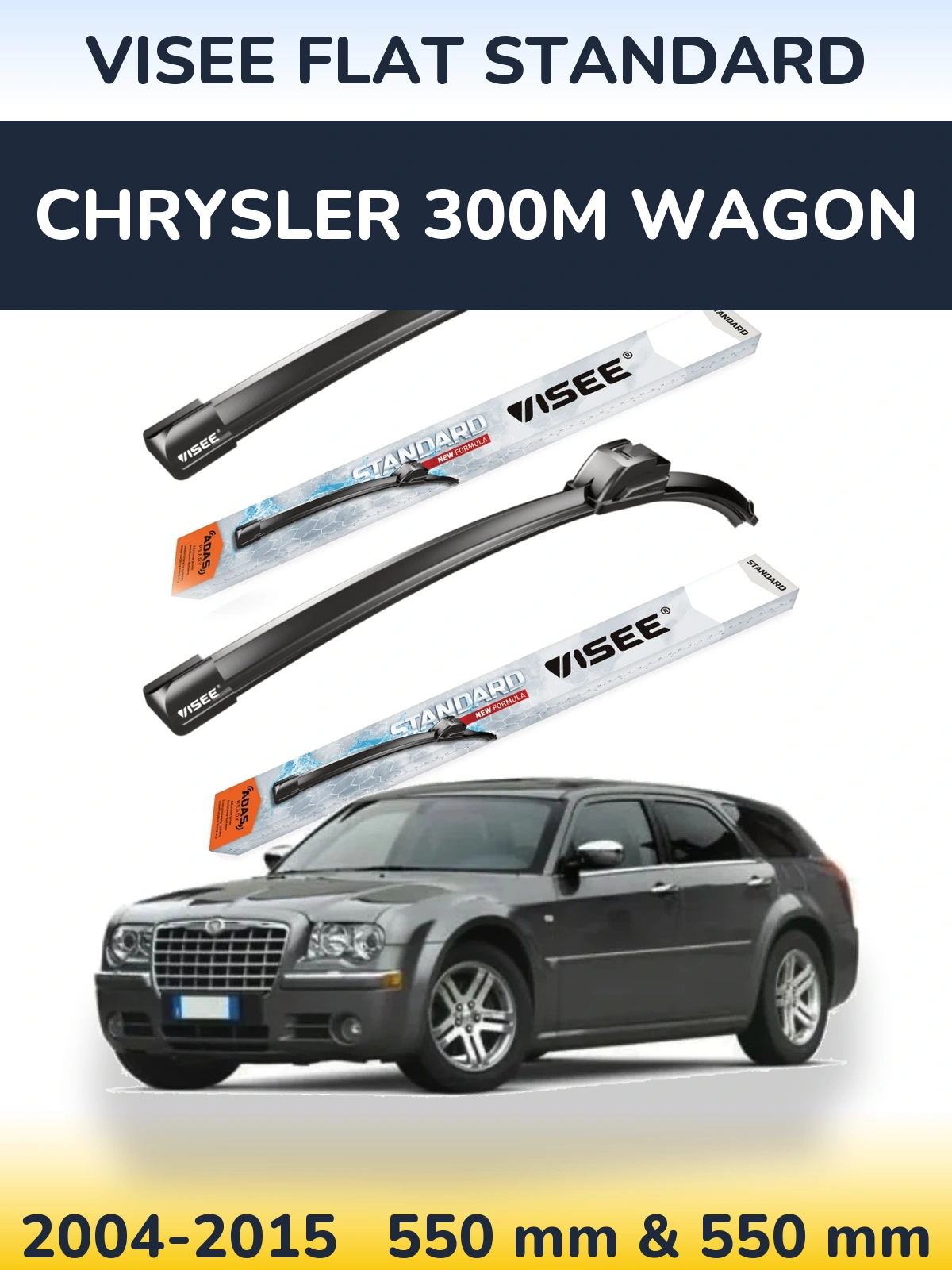 Front wiper blade set VISEE FLAT STANDARD 550 & 550 mm for Chrysler 300M Wagon 2004-2015