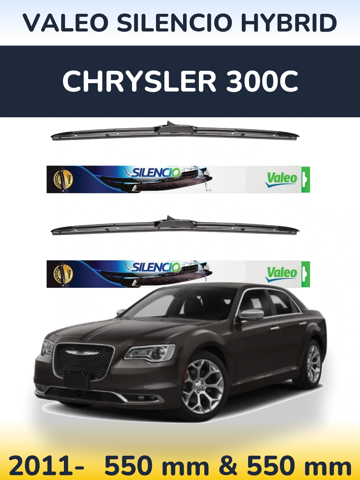 Komplet przednich wycieraczek Valeo Silencio Hybrid 550 & 550 mm do Chrysler 300C 2011-2026