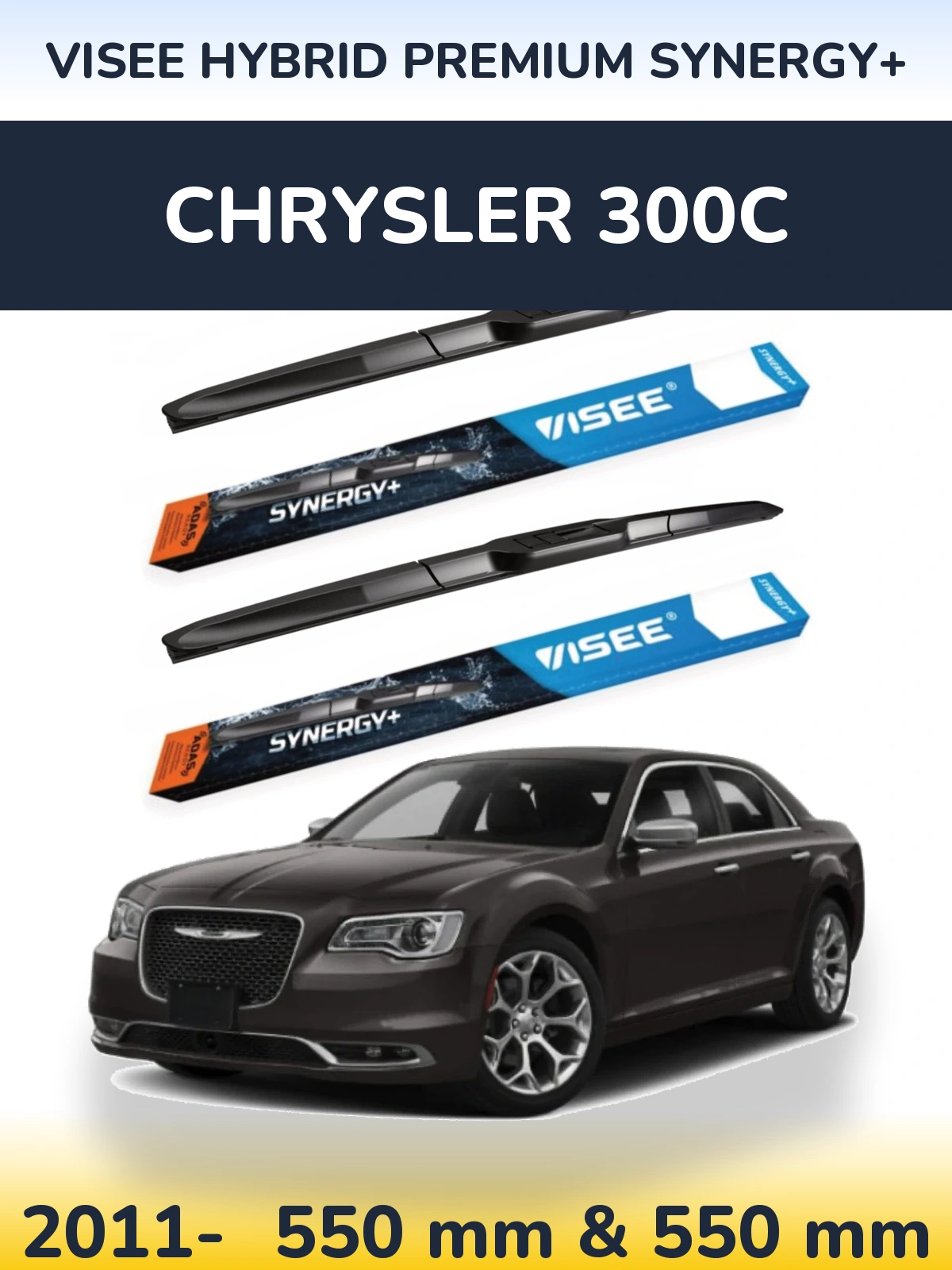Komplet przednich wycieraczek VISEE HYBRID PREMIUM SYNERGY+ 550 & 550 mm do Chrysler 300C 2011-2026