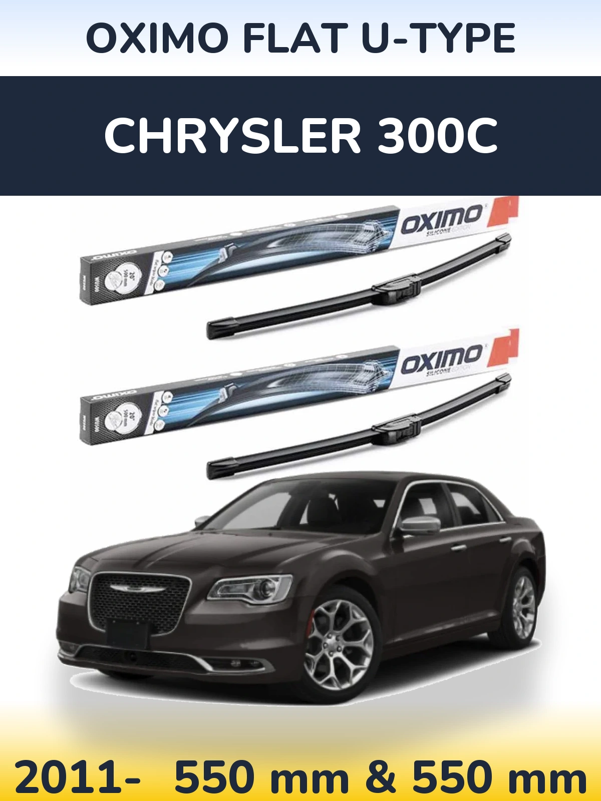Komplet przednich wycieraczek Oximo Flat U-type 550 & 550 mm do Chrysler 300C 2011-2026