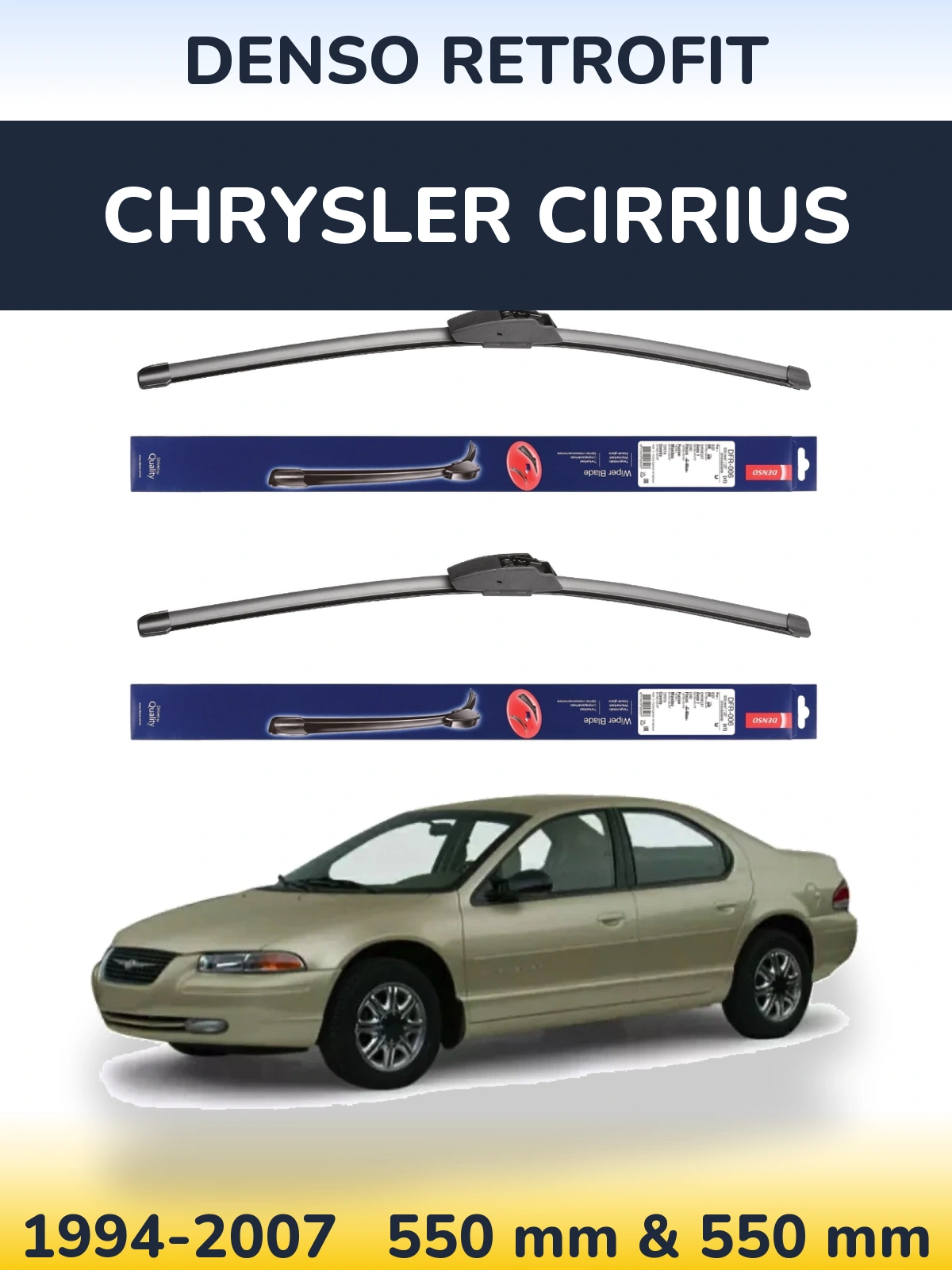 Front wiper blade set Denso Retrofit 550 & 550 mm for Chrysler Cirrius 1994-2007