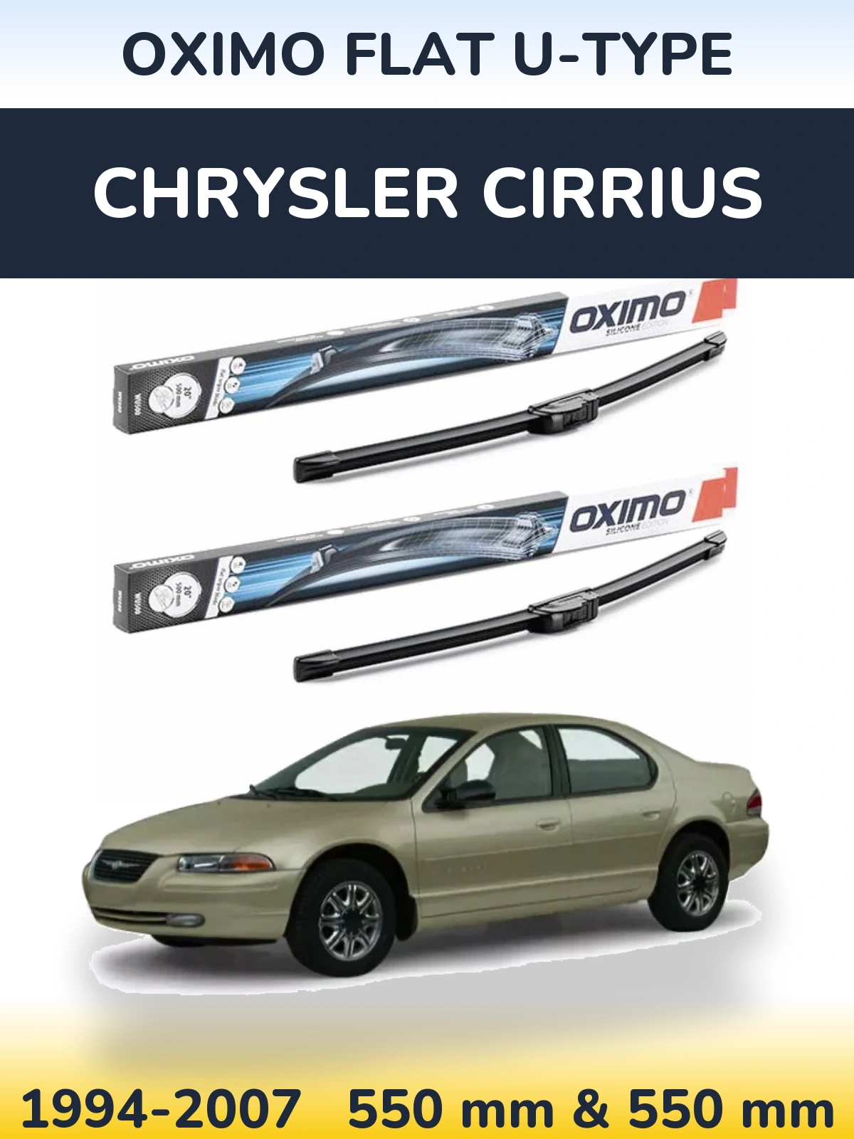 Комплект передних дворников Oximo Flat U-type 550 & 550 мм для Chrysler Cirrius 1994-2007