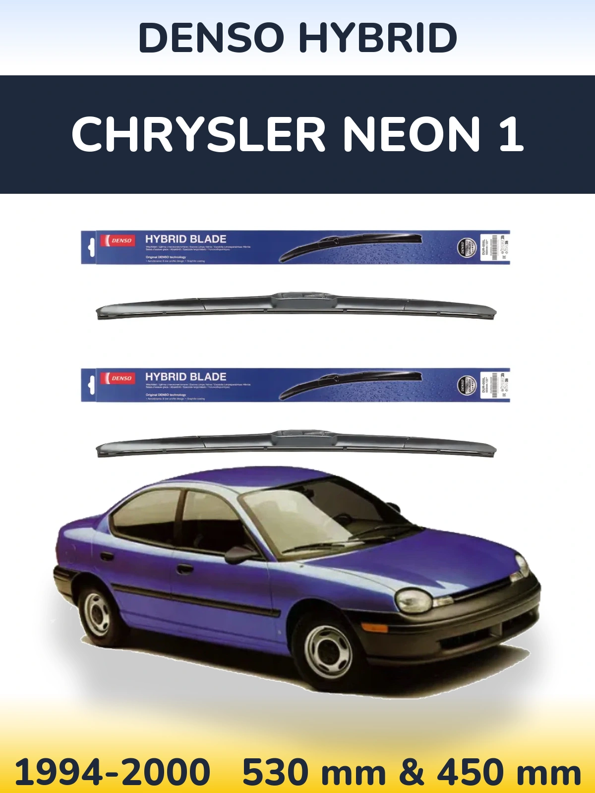 Komplet przednich wycieraczek Denso Hybrid 530 & 450 mm do Chrysler Neon 1 1994-2000