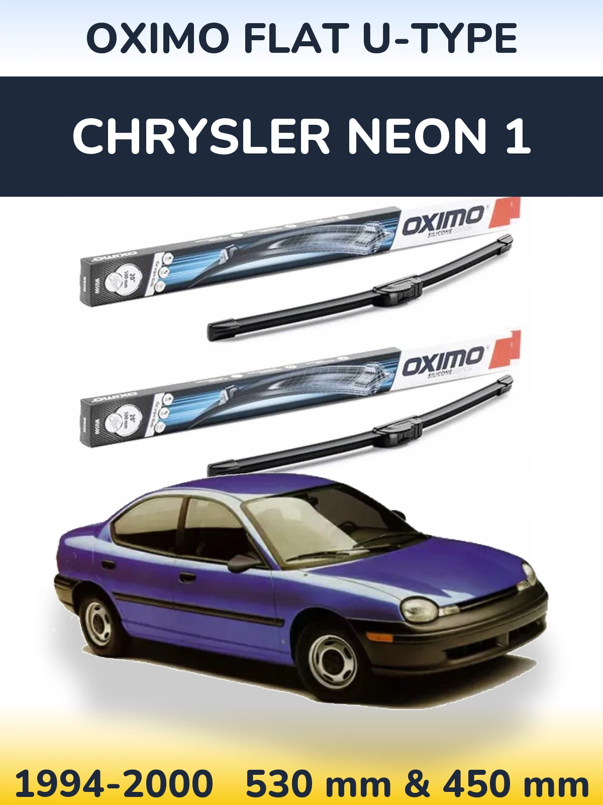 Komplet przednich wycieraczek Oximo Flat U-type 530 & 450 mm do Chrysler Neon 1 1994-2000