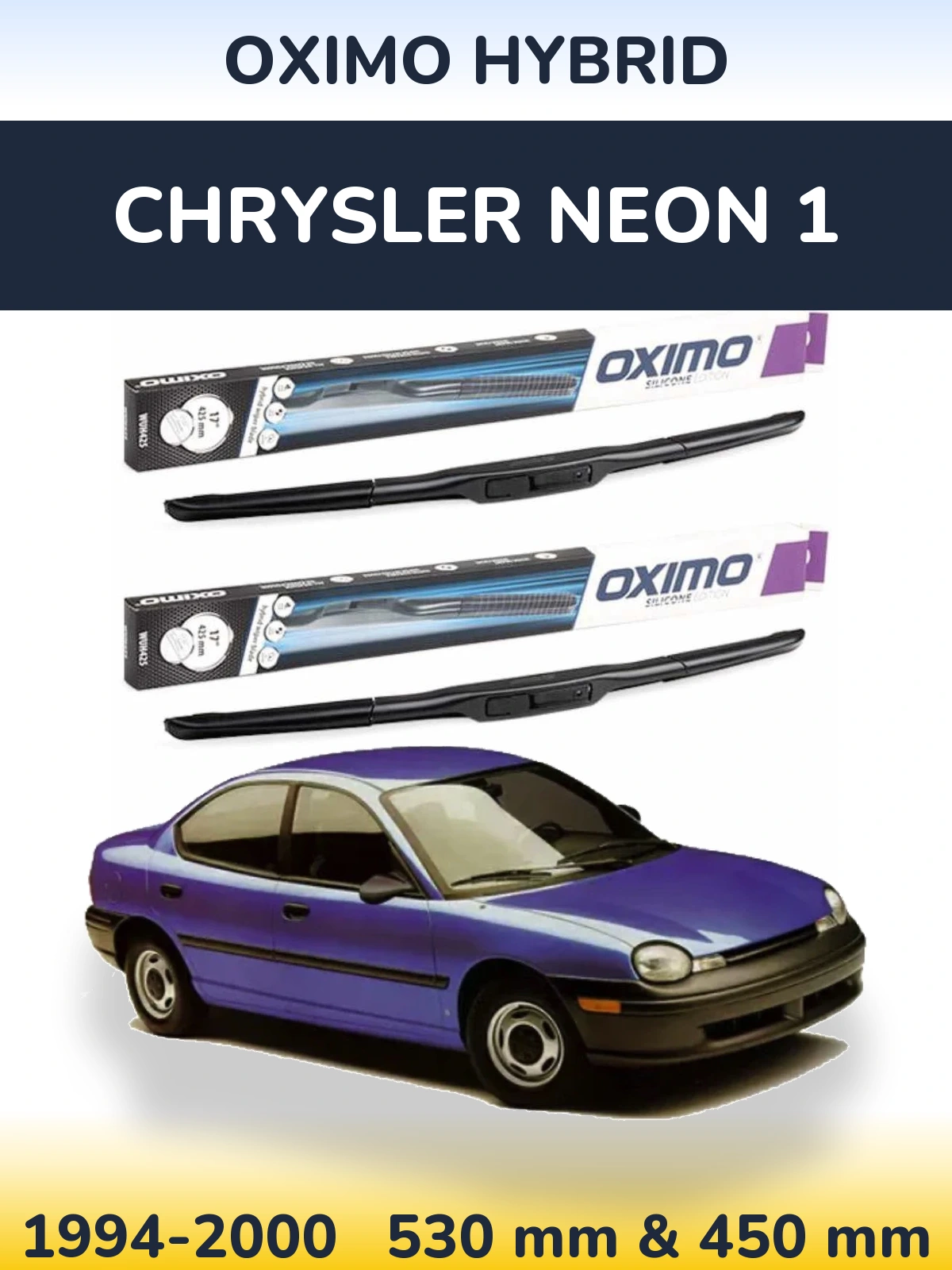 Комплект передних дворников Oximo Hybrid 530 & 450 мм для Chrysler Neon 1 1994-2000